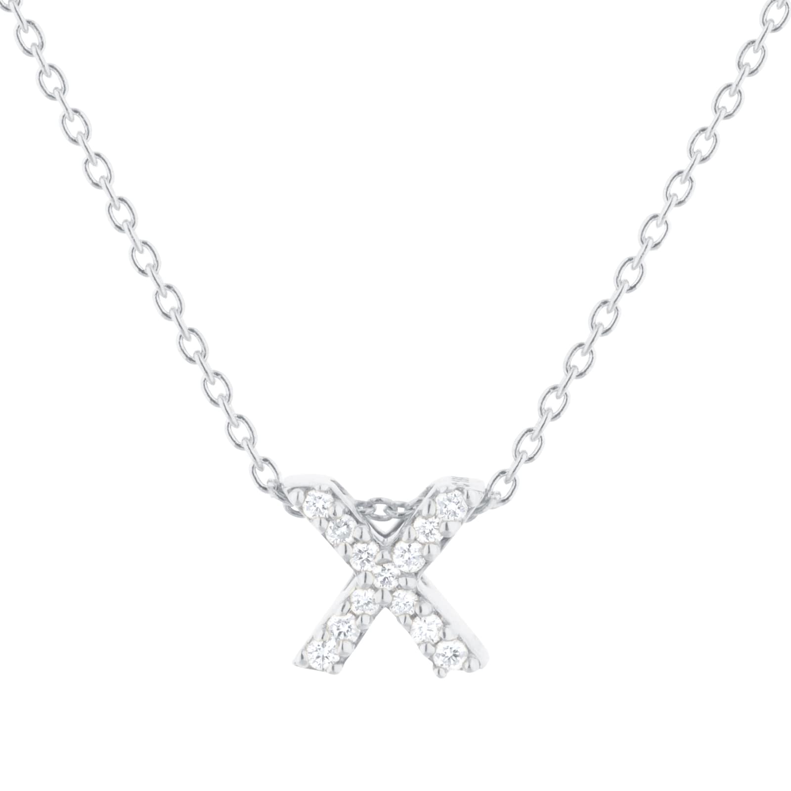 Tiny Treasures 18ct White Gold 0.05ct Love Letter X Necklaces