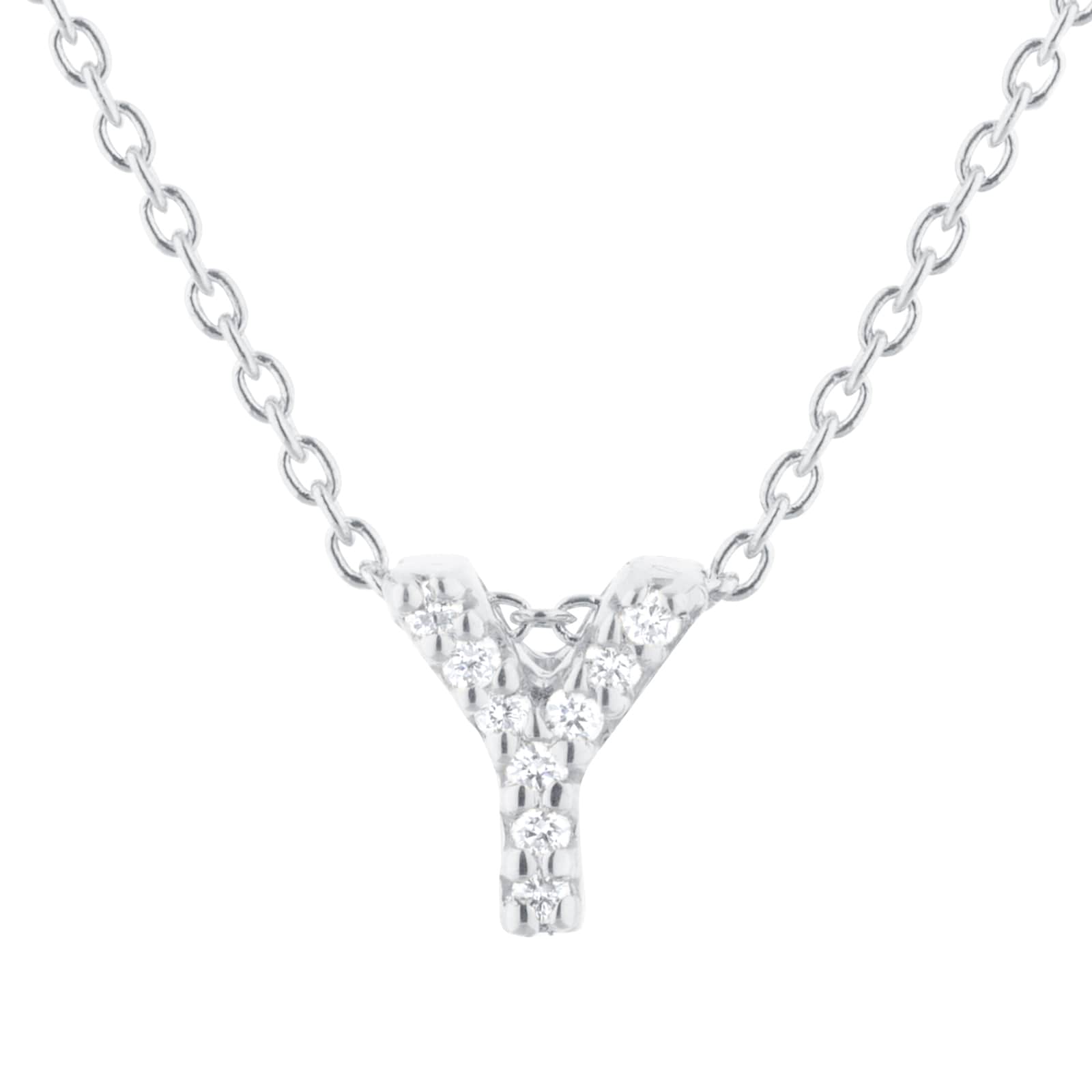 Tiny Treasures 18ct White Gold 0.04ct Love Letter Y Necklaces