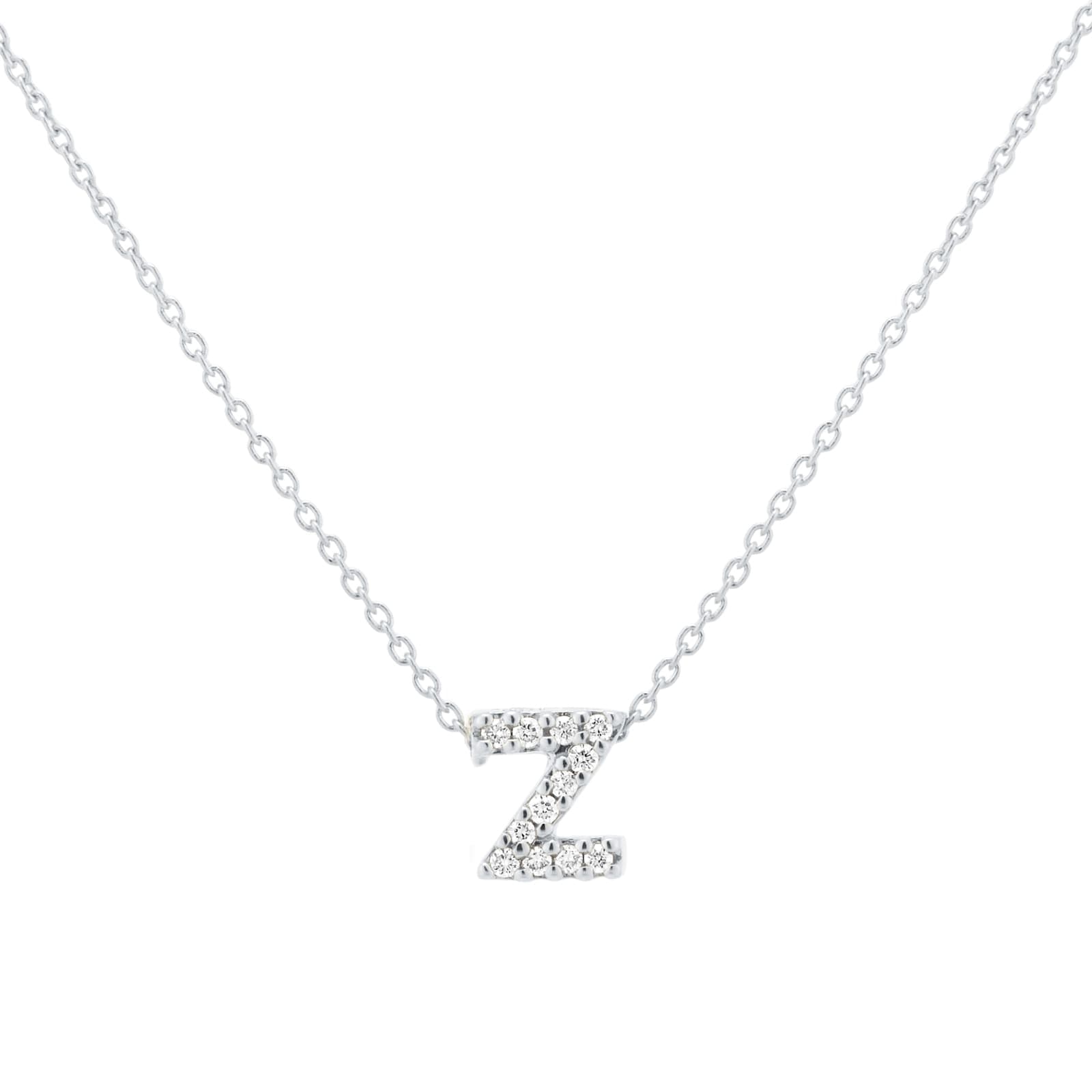 Tiny Treasures 18ct White Gold 0.05ct Love Letter Z Necklaces