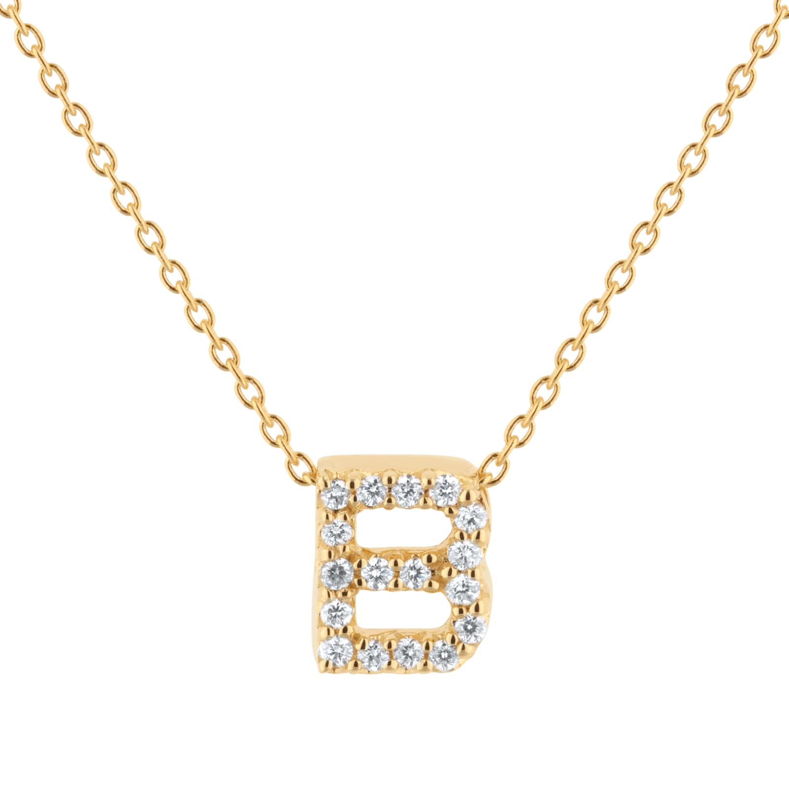 Tiny Treasures 18ct Yellow Gold 0.06ct Love Letter B Necklaces