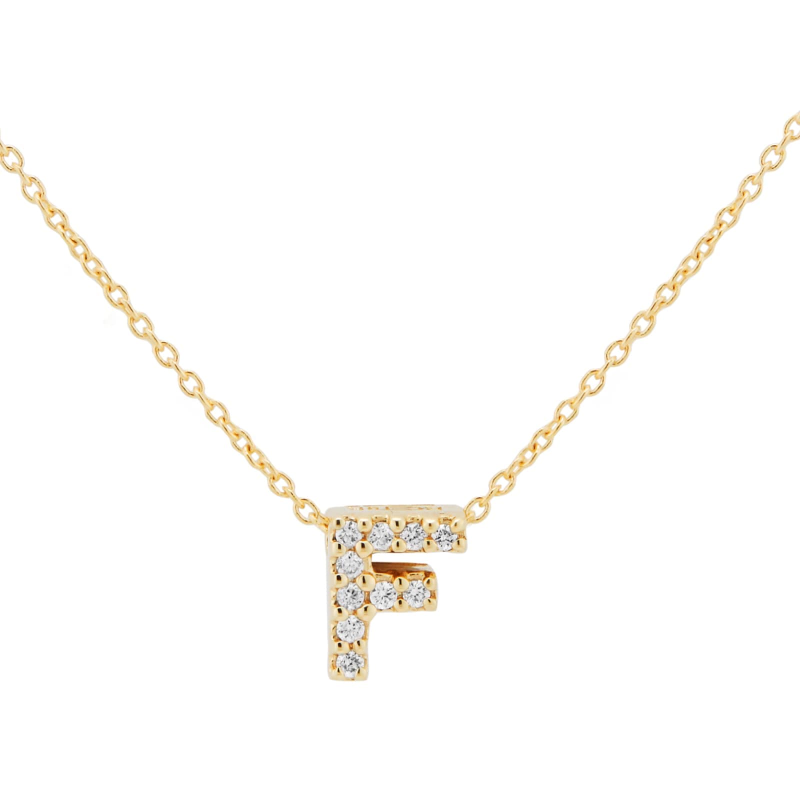 Tiny Treasures 18ct Yellow Gold 0.05ct Love Letter F Necklaces