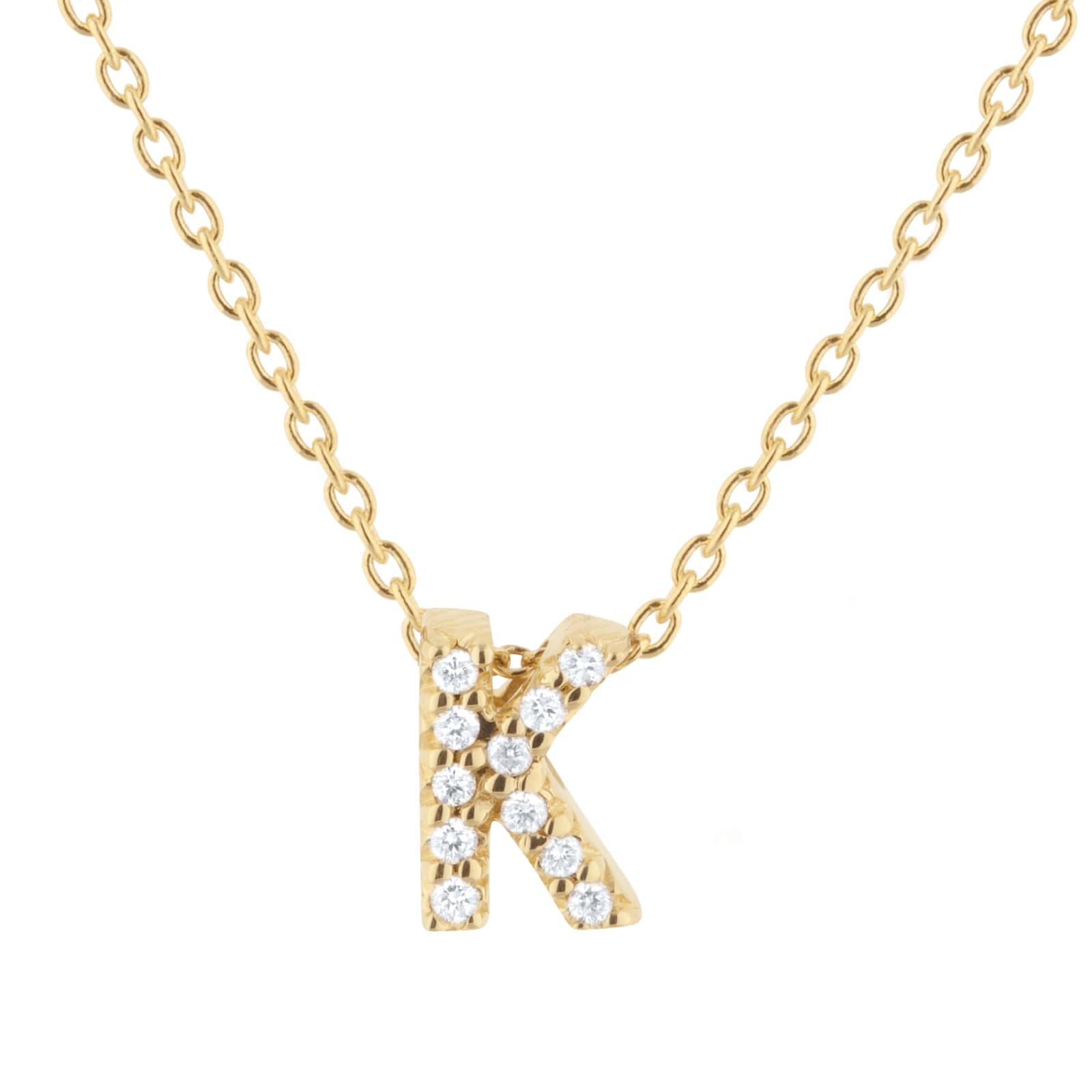 Tiny Treasures 18ct Yellow Gold 0.05ct Love Letter K Necklaces
