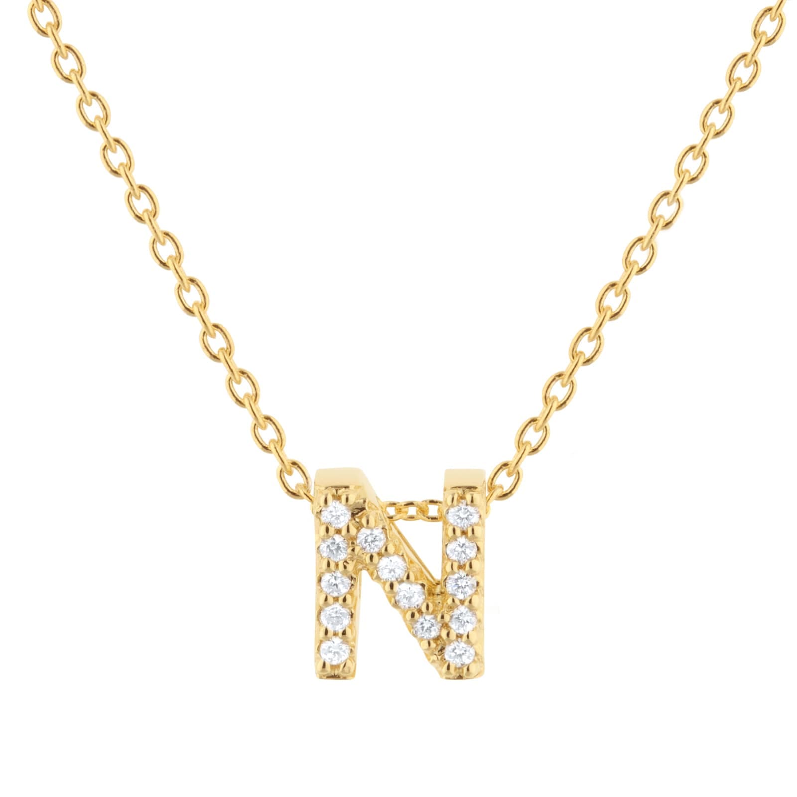 Tiny Treasures 18ct Yellow Gold 0.07ct Love Letter N Necklaces