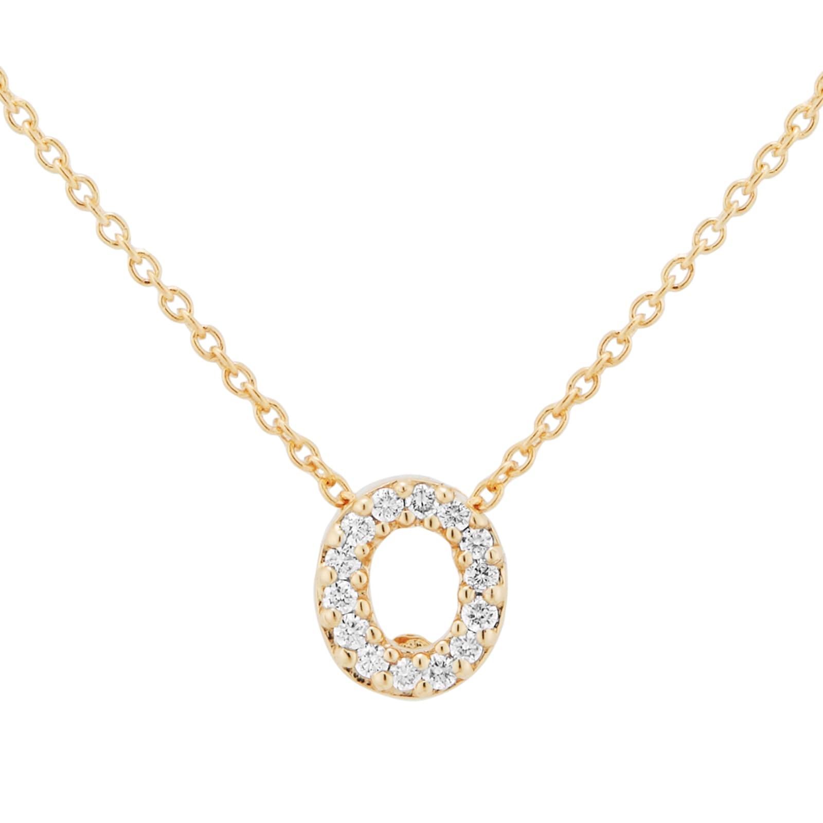 Tiny Treasures 18ct Yellow Gold 0.06ct Love Letter O Necklaces
