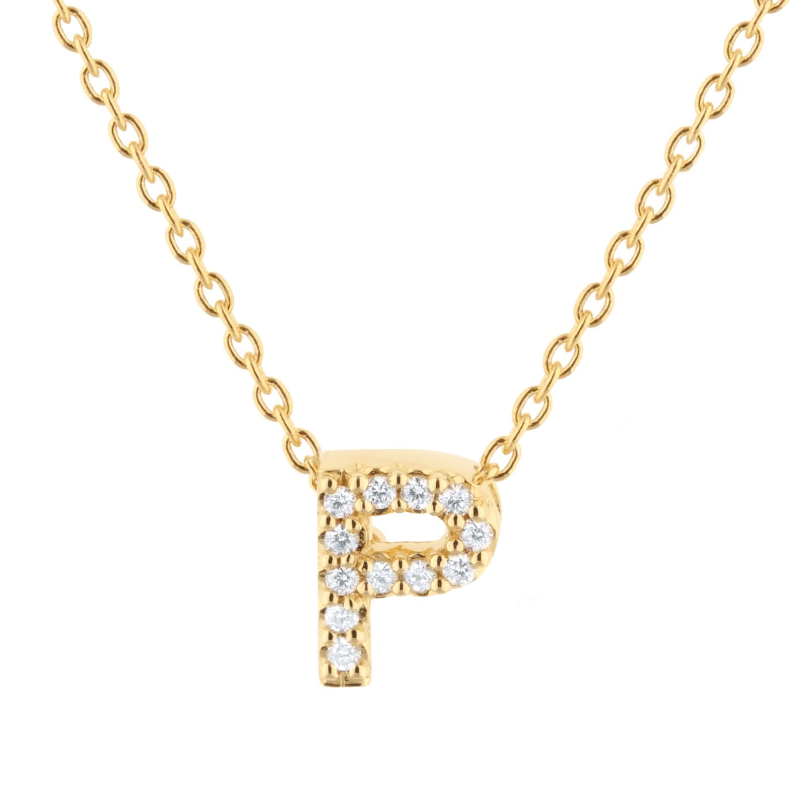 Tiny Treasures 18ct Yellow Gold 0.05ct Love Letter P Necklaces