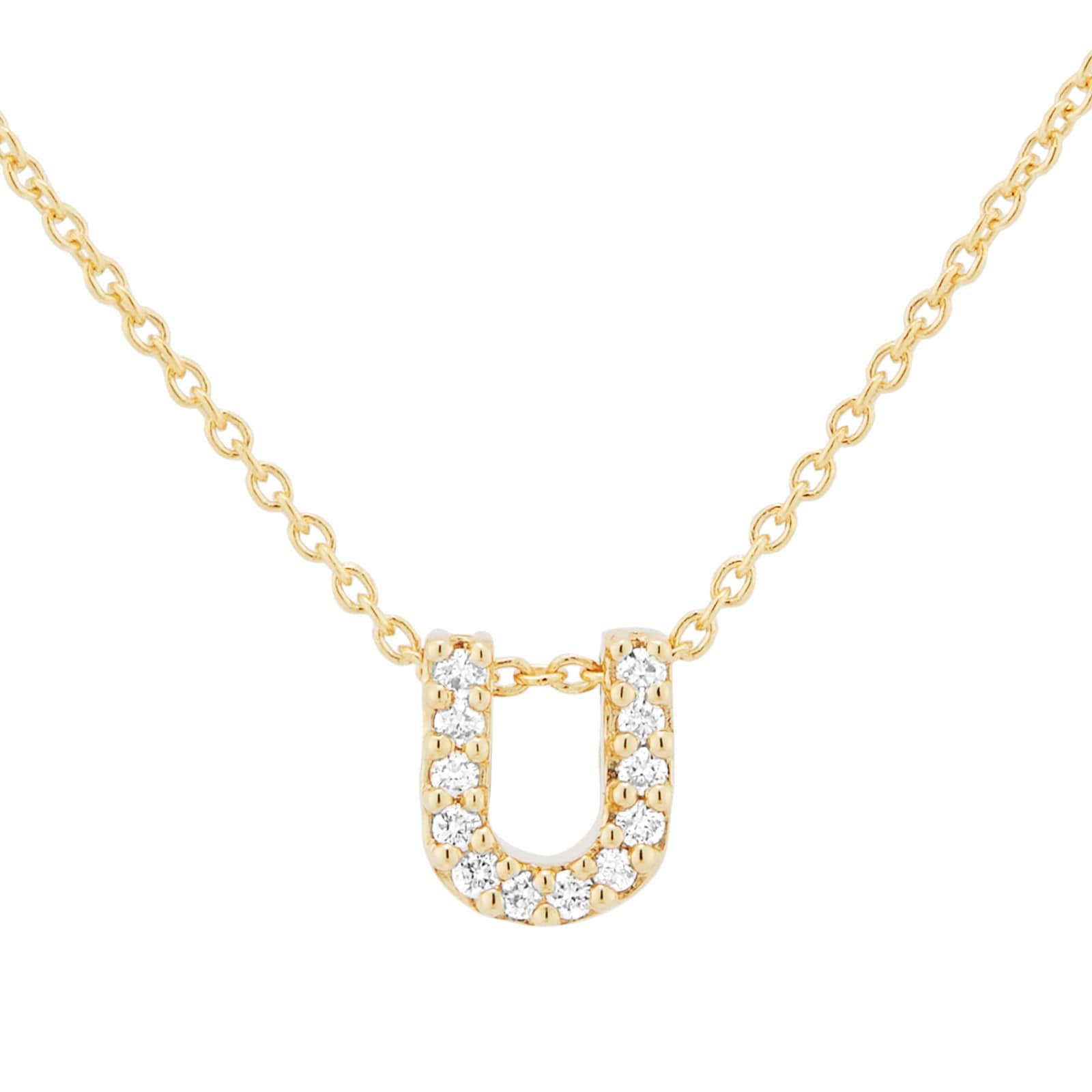 Tiny Treasures 18ct Yellow Gold 0.06ct Love Letter U Necklaces