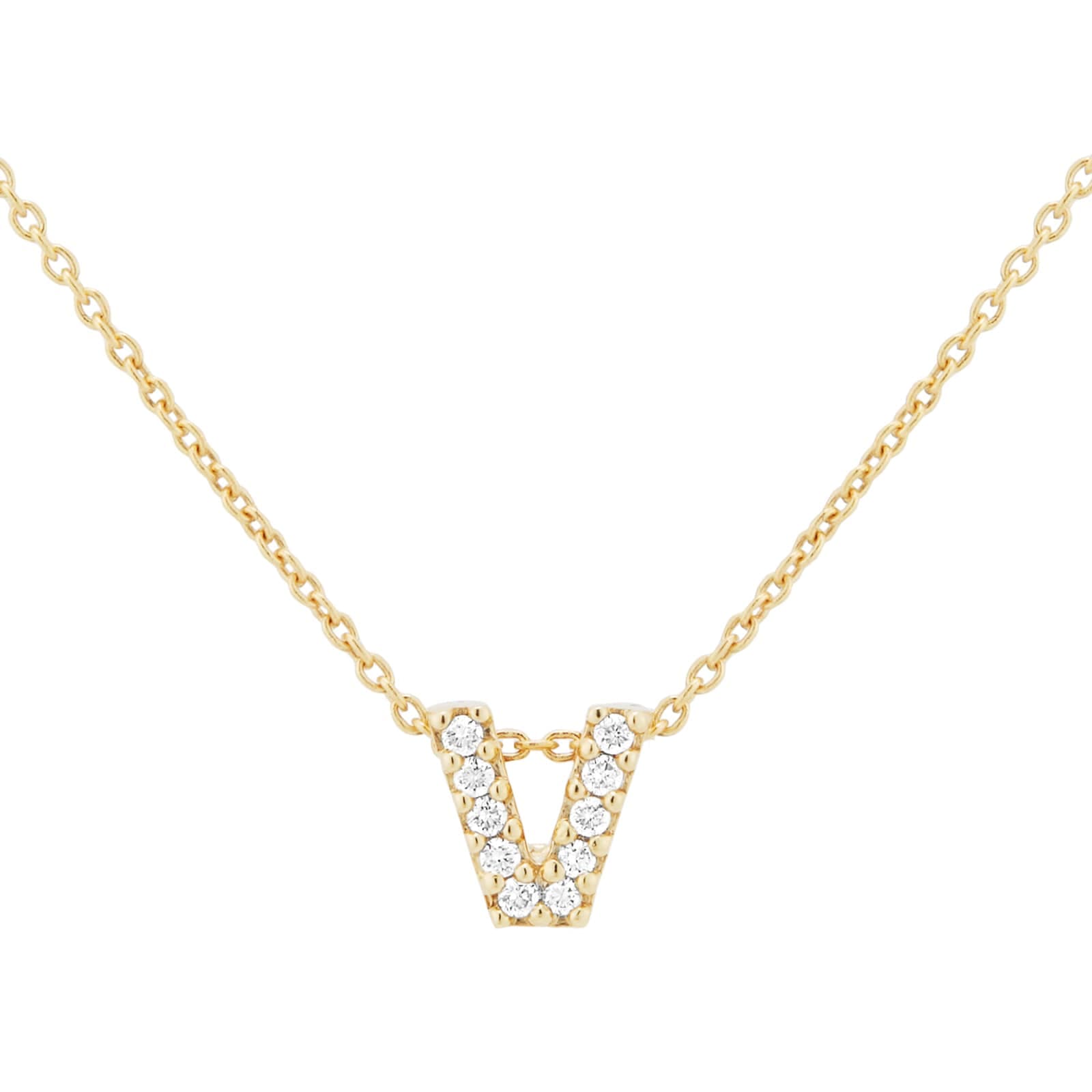 Tiny Treasures 18ct Yellow Gold 0.05ct Love Letter V Necklaces