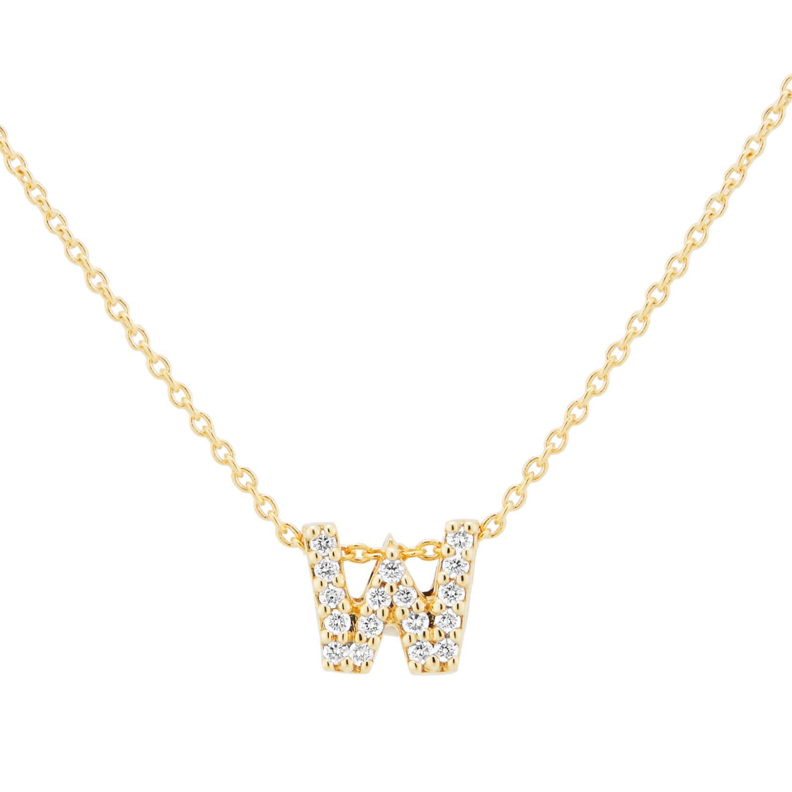 Tiny Treasures 18ct Yellow Gold 0.08ct Love Letter W Necklaces