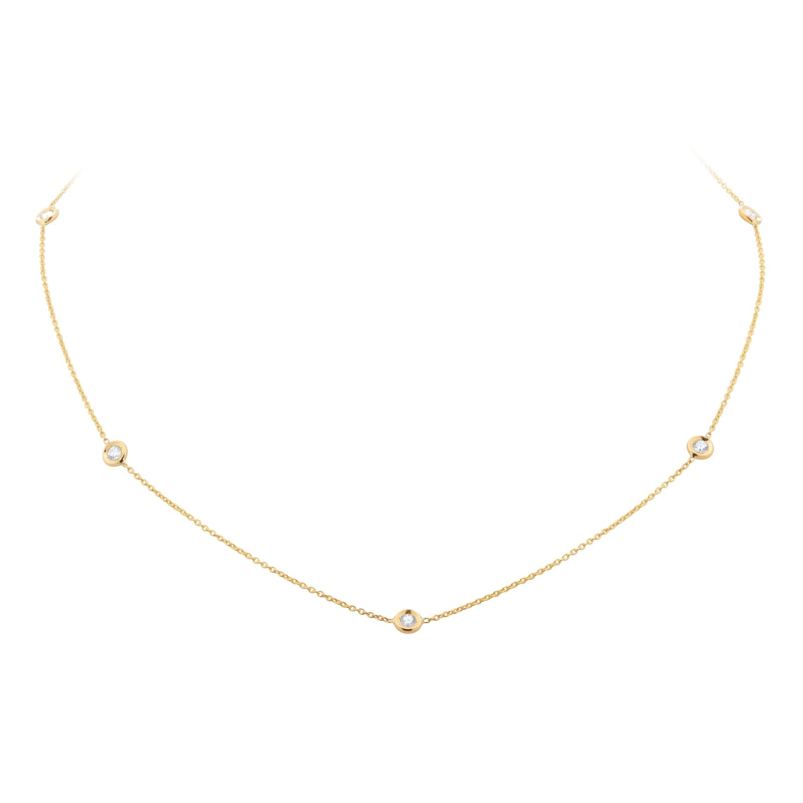 Diamonds By The Inch 18ct Yellow Gold 0.25ct Diamond 5 Station Necklace