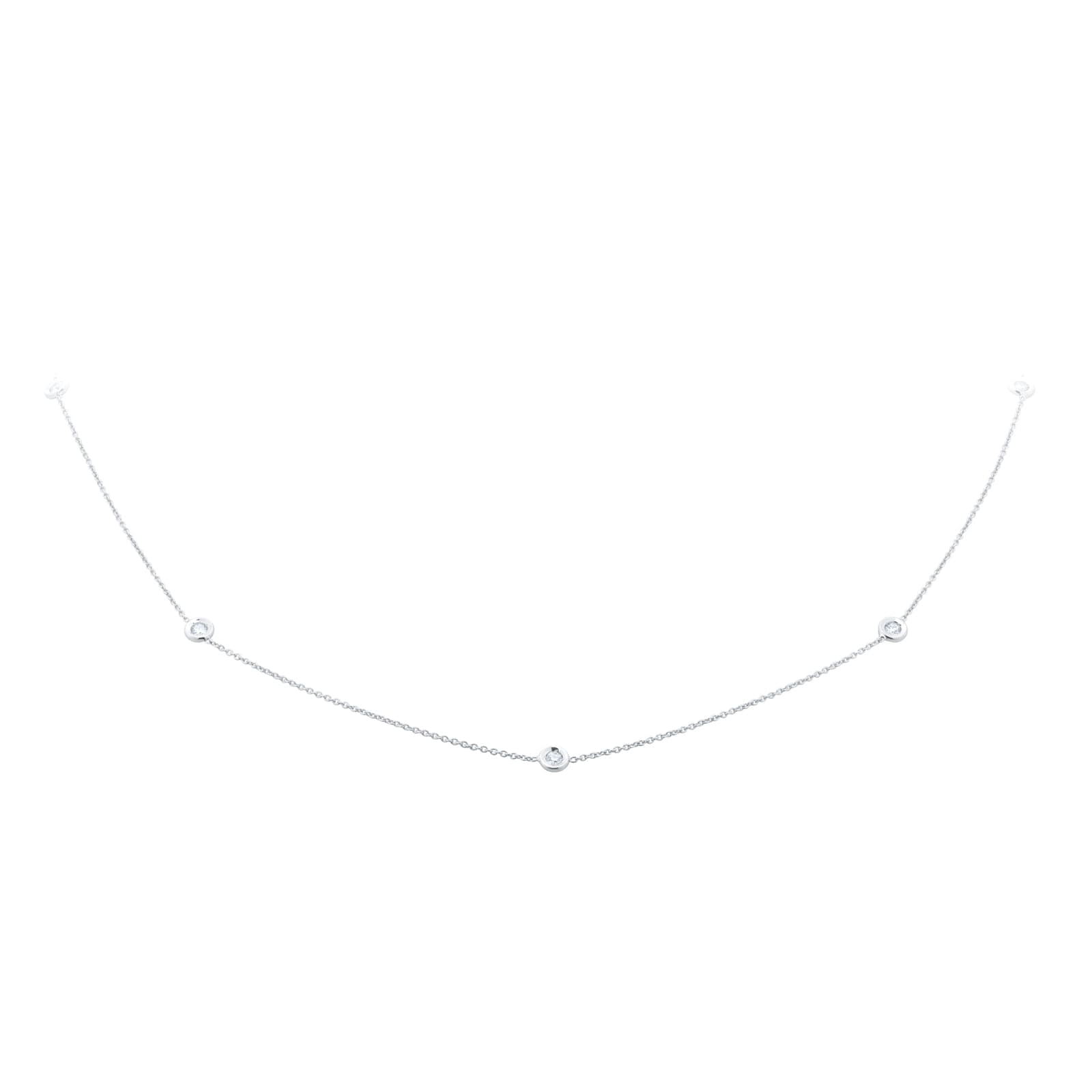 Diamond By The Inch 18ct White Gold 0.25ct Diamond 5 Station Necklace
