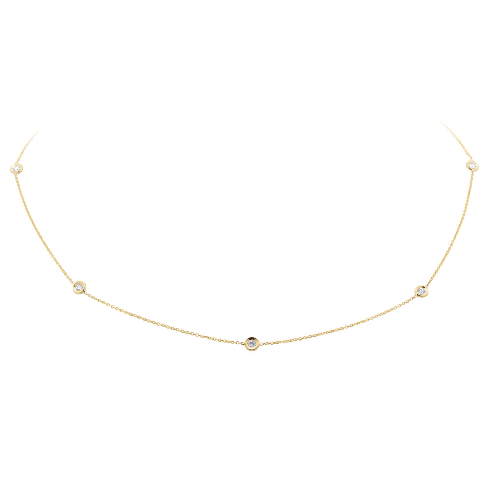 Diamond By The Inch 18ct Yellow Gold 0.35ct Diamond 7 Station Necklace
