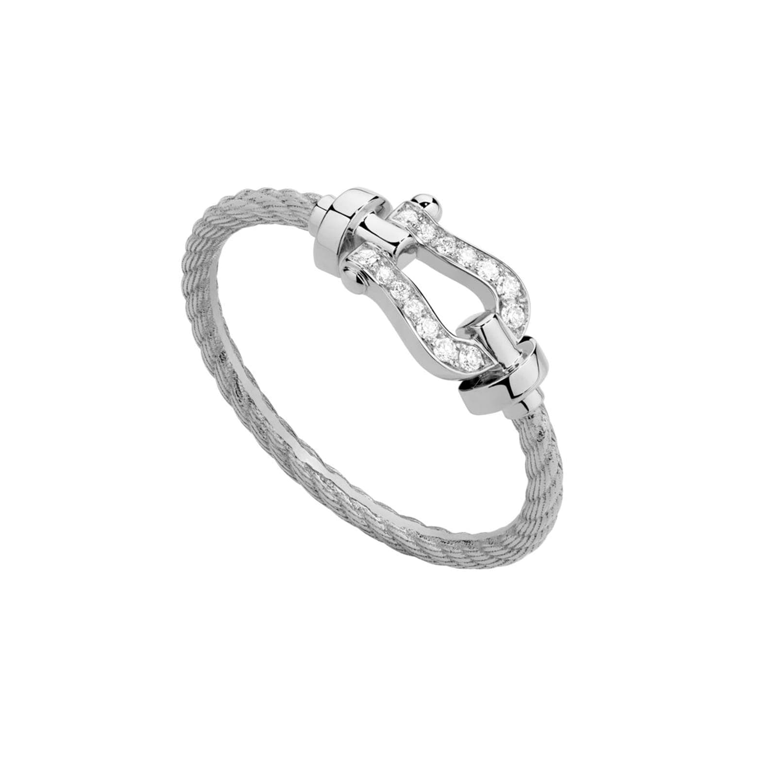 Force 10 18ct White Gold 0.05ct Diamond Cable Ring