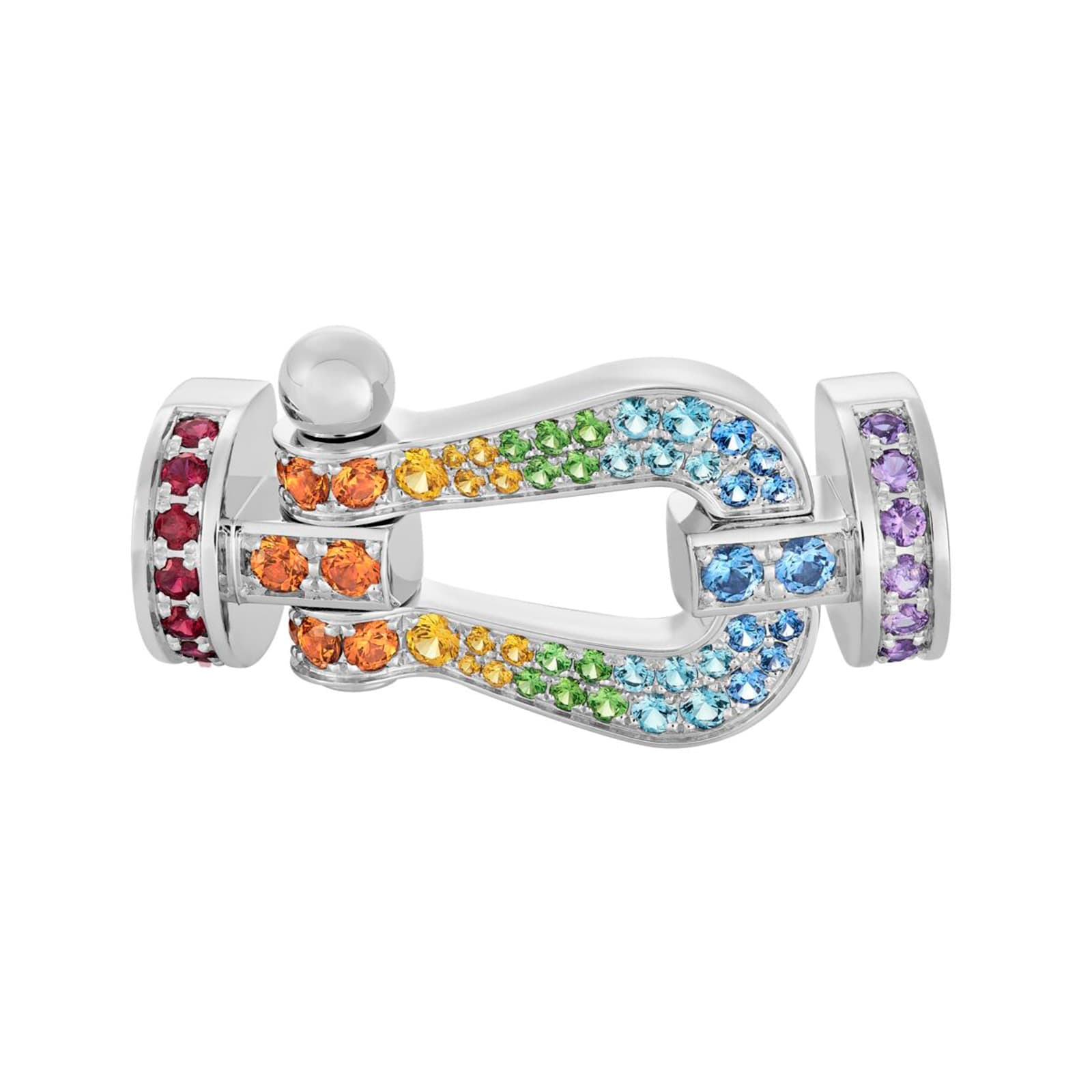 Force 10 18ct White Gold Coloured Stone Buckle Large Model