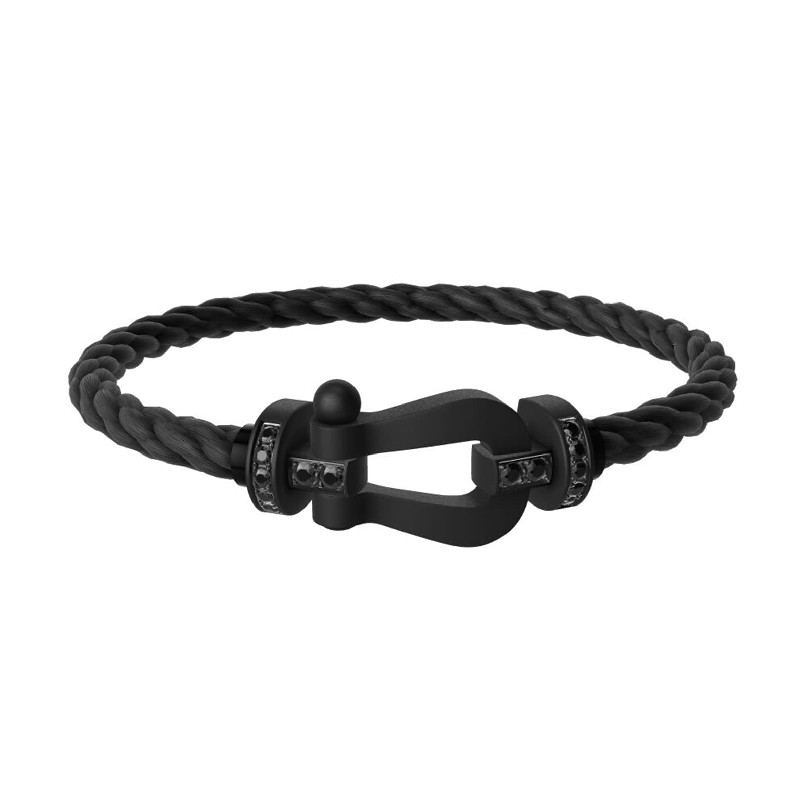 Force 10 Titanium 0.32ct Black Diamond Buckle & Black Cable Large Model