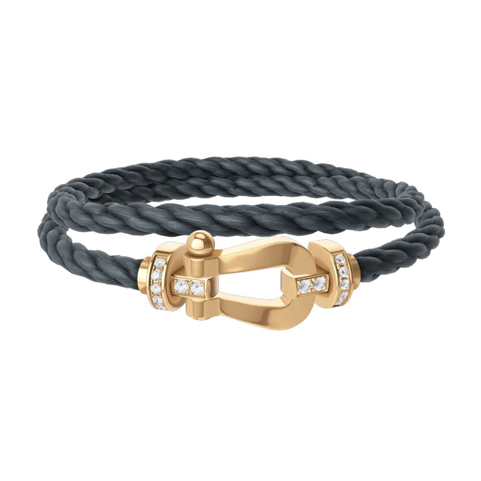 Force 10 18ct Yellow Gold 0.24ct Diamond Buckle & Grey Cable Large Model