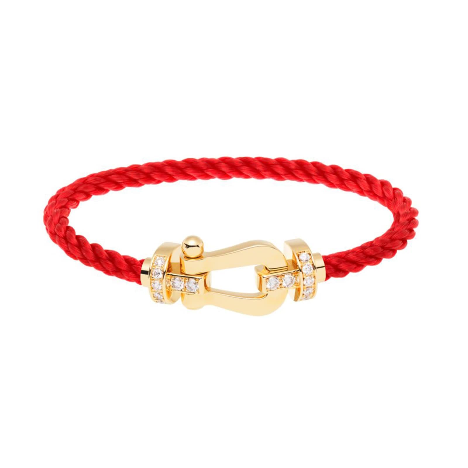 Force 10 18ct Yellow Gold 0.24ct Diamond Buckle & Red Cable Large Model