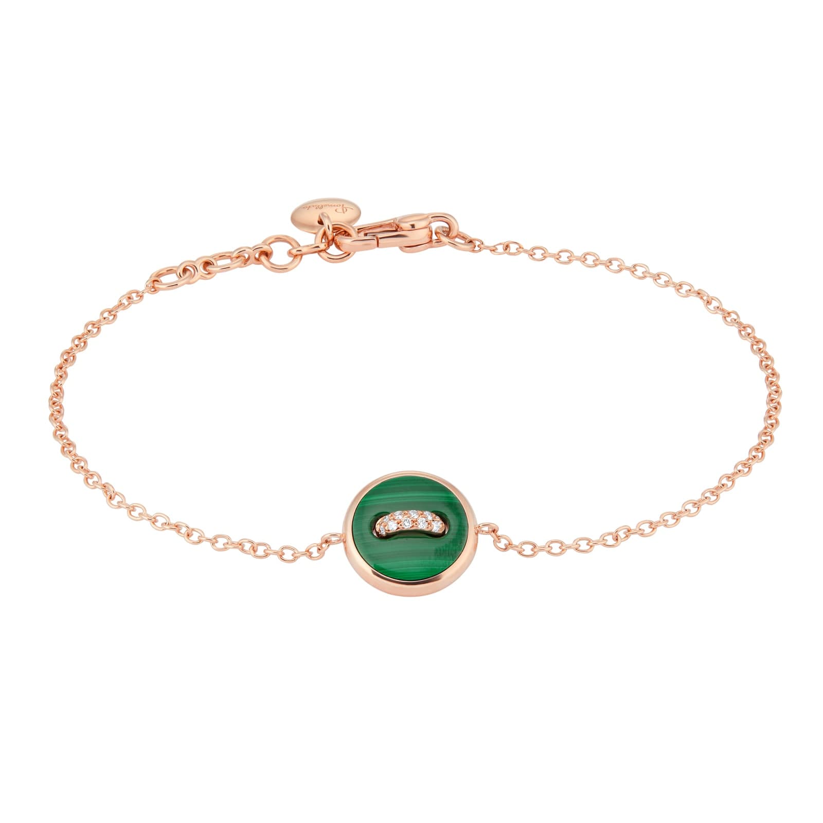 Pom Pom Dot 18ct Rose Gold Malachite & Mother of Pearl 0.03ct Diamond Bracelet