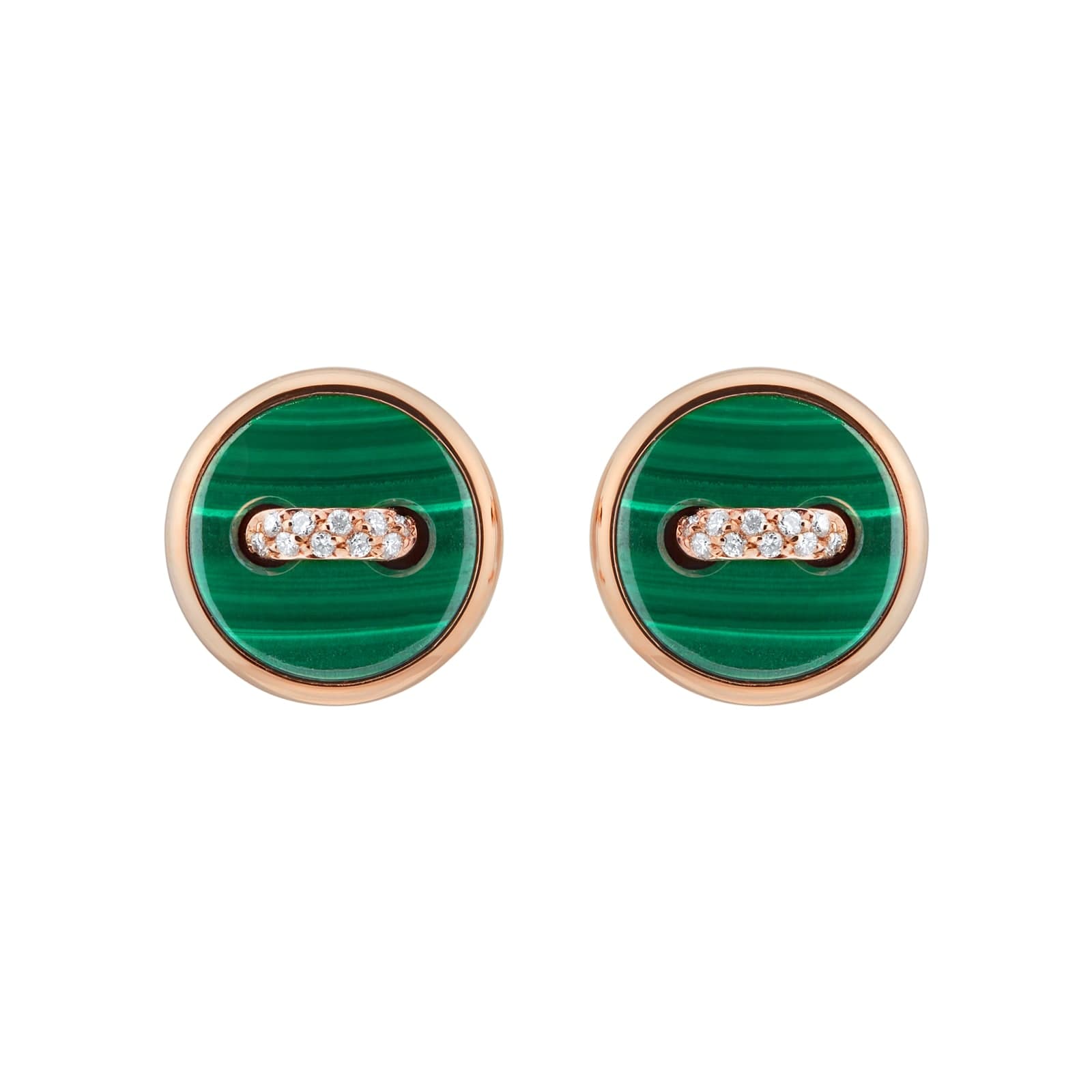 Pom Pom Dot 18ct Rose Gold Malachite & 0.07ct Diamond Earrings