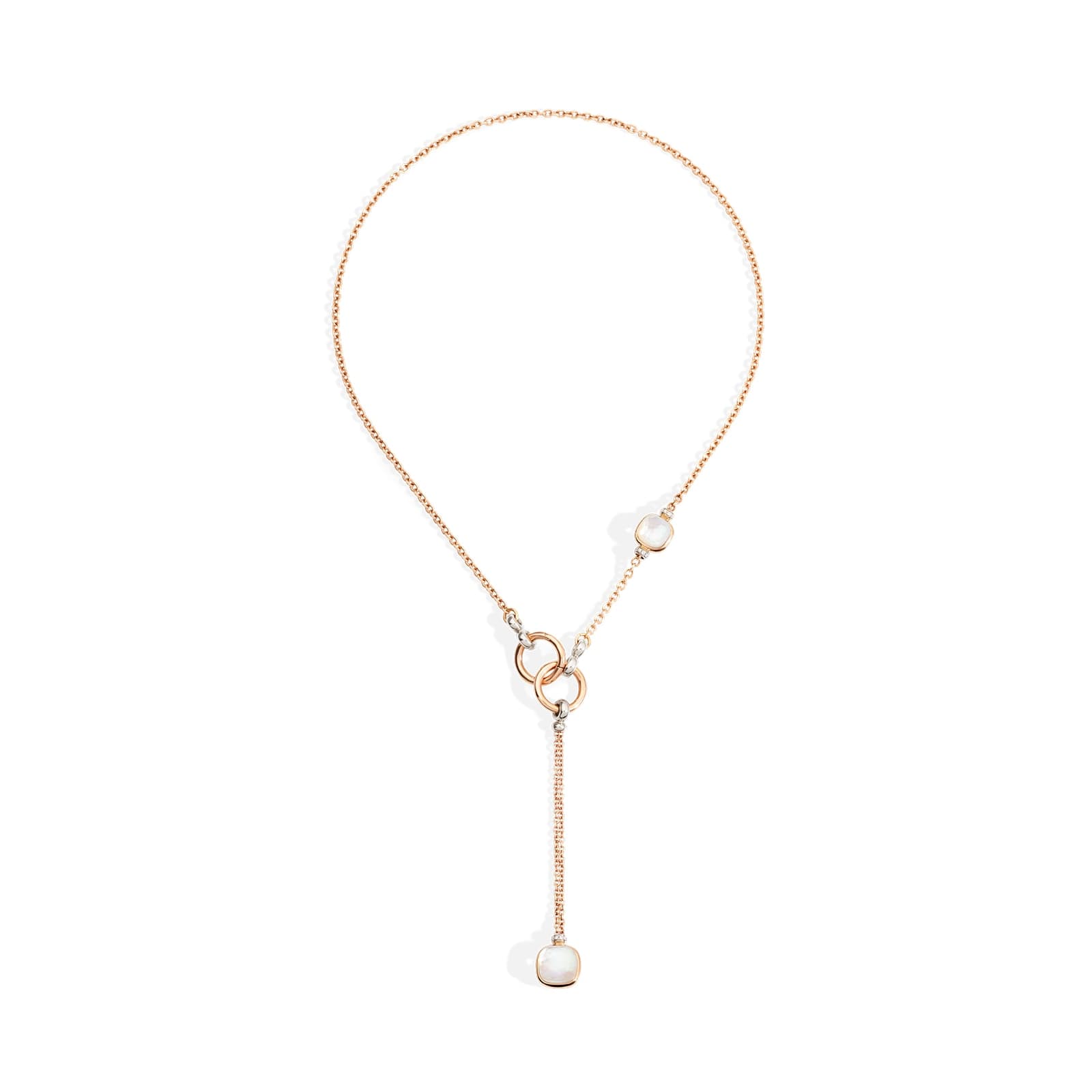 Nudo 18ct Rose & White Gold Mother of Pearl & 0.10ct Diamond Necklace