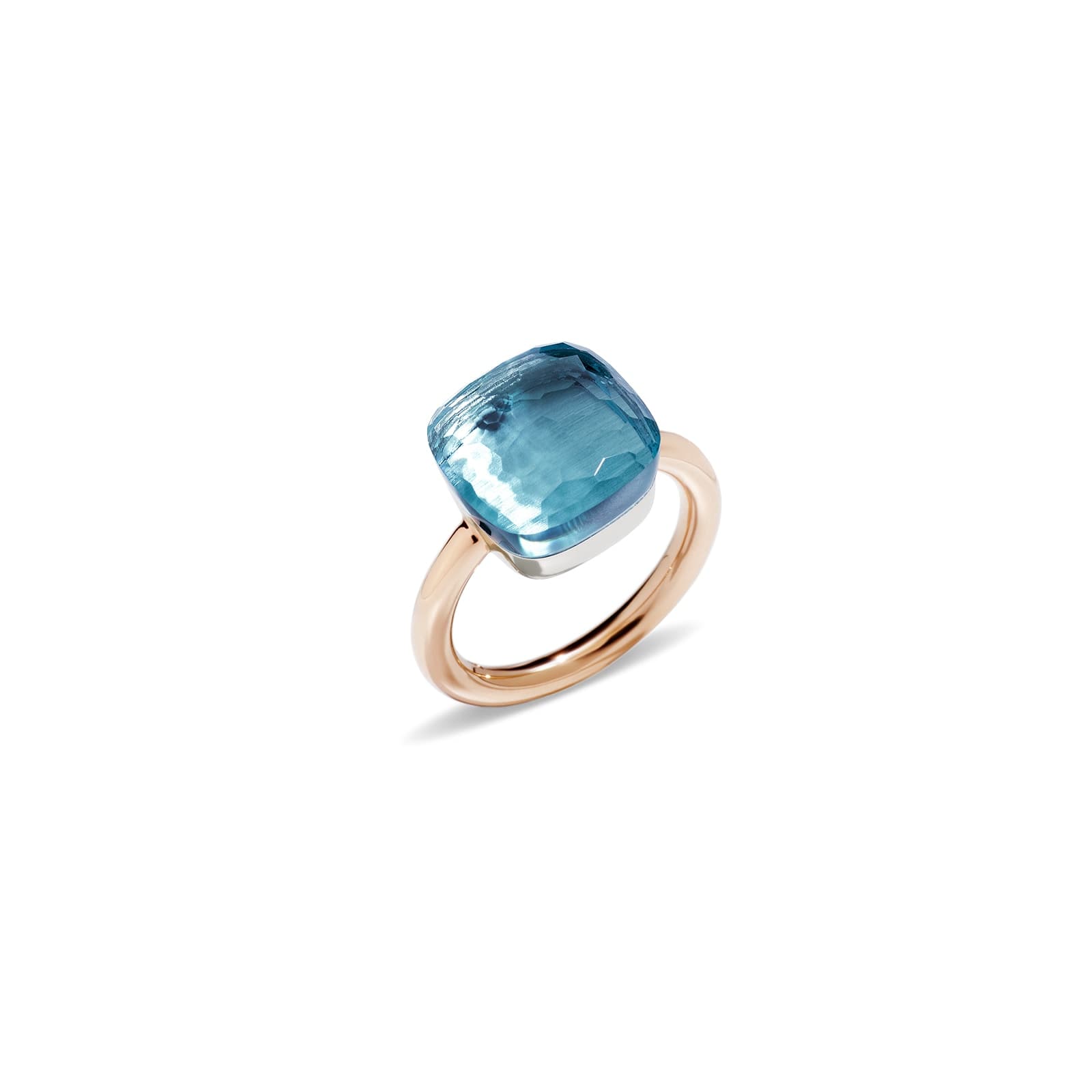Nudo Maxi 18ct Rose & White Gold Blue Topaz Ring