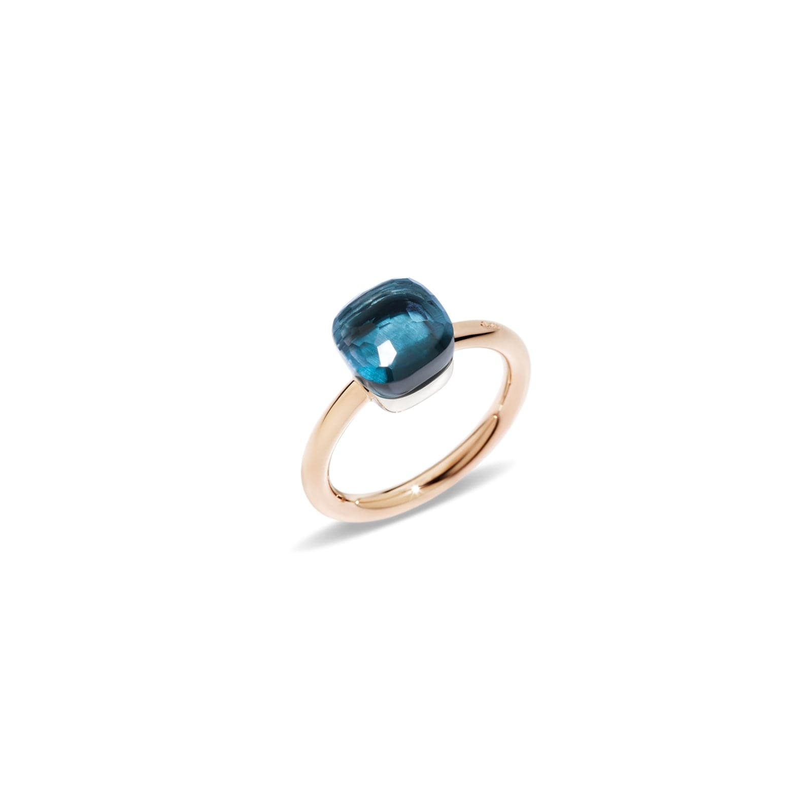 Nudo Petit 18ct Rose & White Gold London Blue Topaz Ring