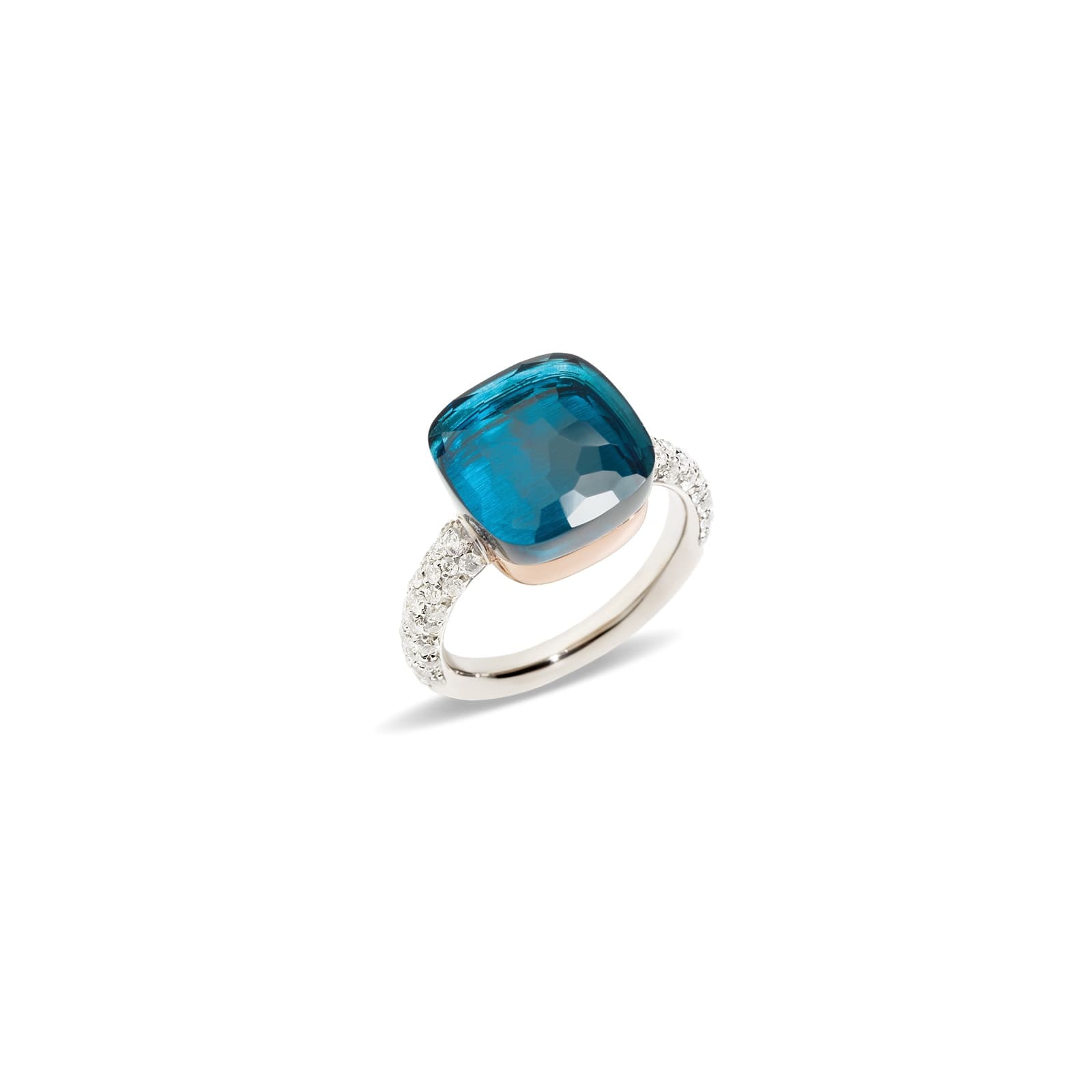 Nudo Classic 18ct White & Rose Gold London Blue Topaz & 0.70ct Diamond Ring