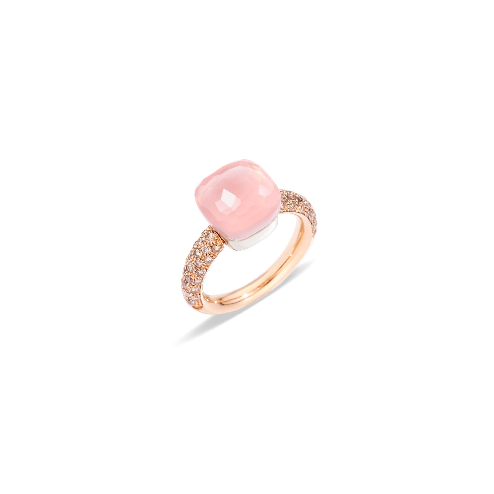 Nudo Classic 18ct Rose & White Gold Rose Quartz & 0.70ct Diamond Ring