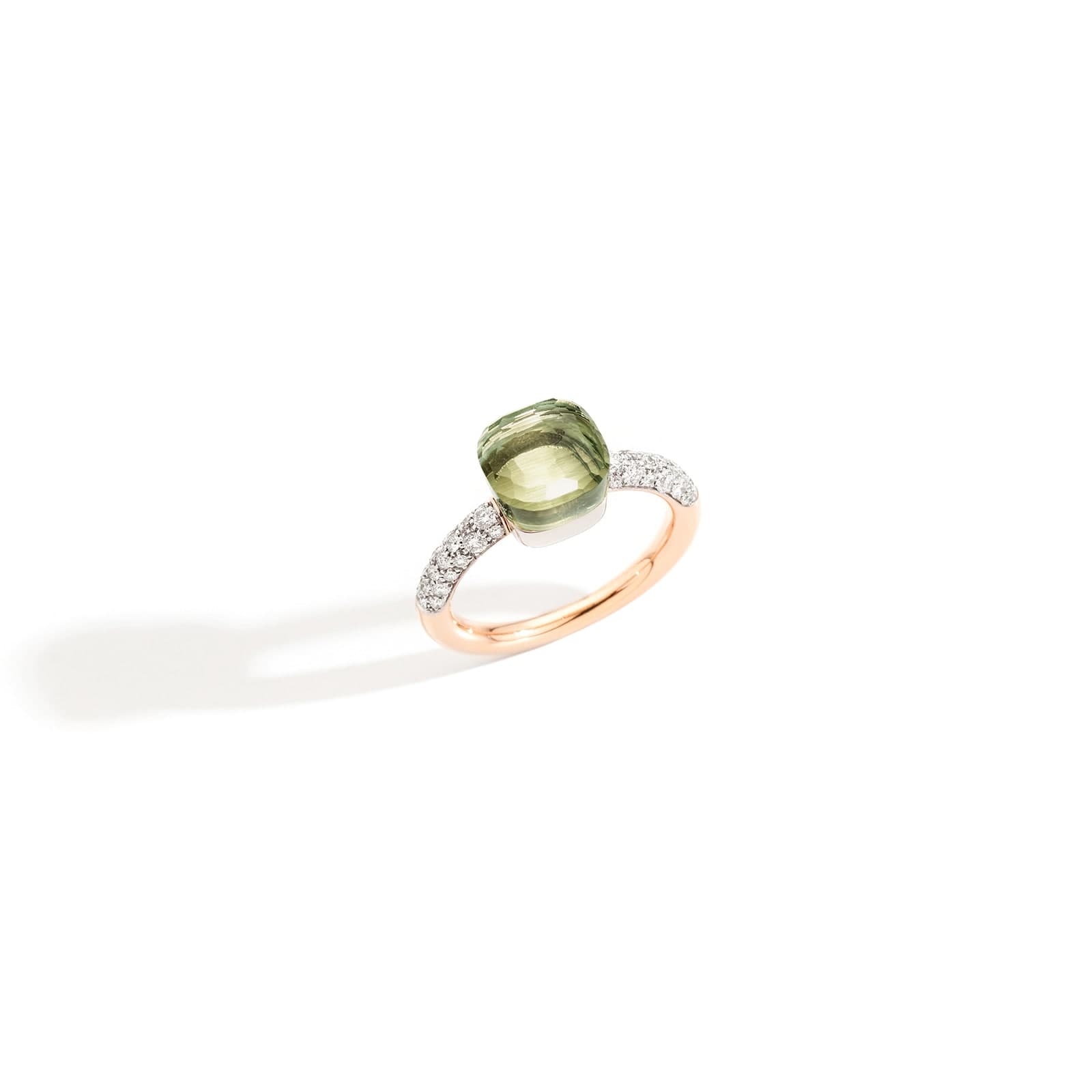 Nudo Petit 18ct Rose & White Gold Prasiolite 0.50ct Diamond Ring
