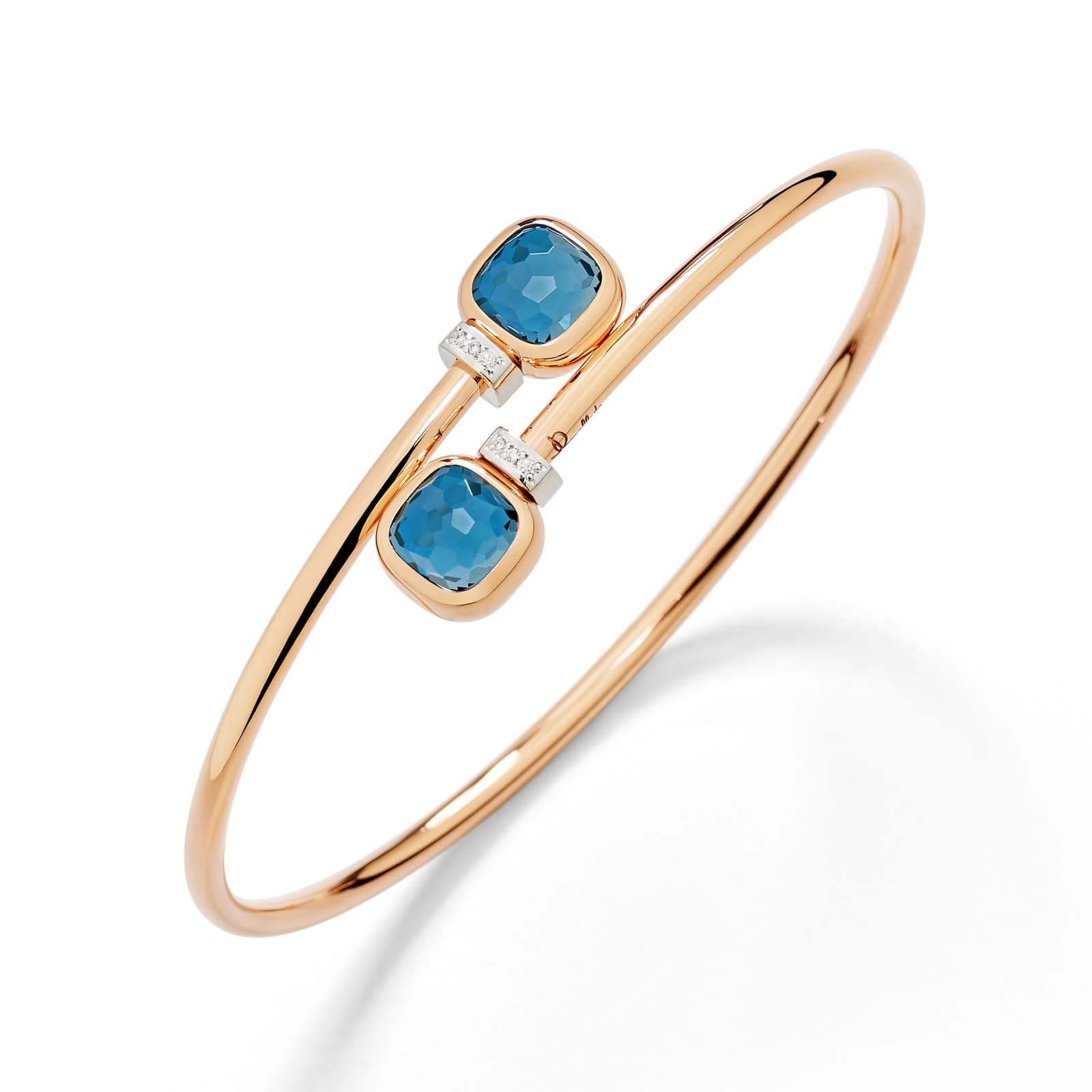 18ct Rose Gold Nudo London Blue Topaz & 0.02ct Diamond Bangle