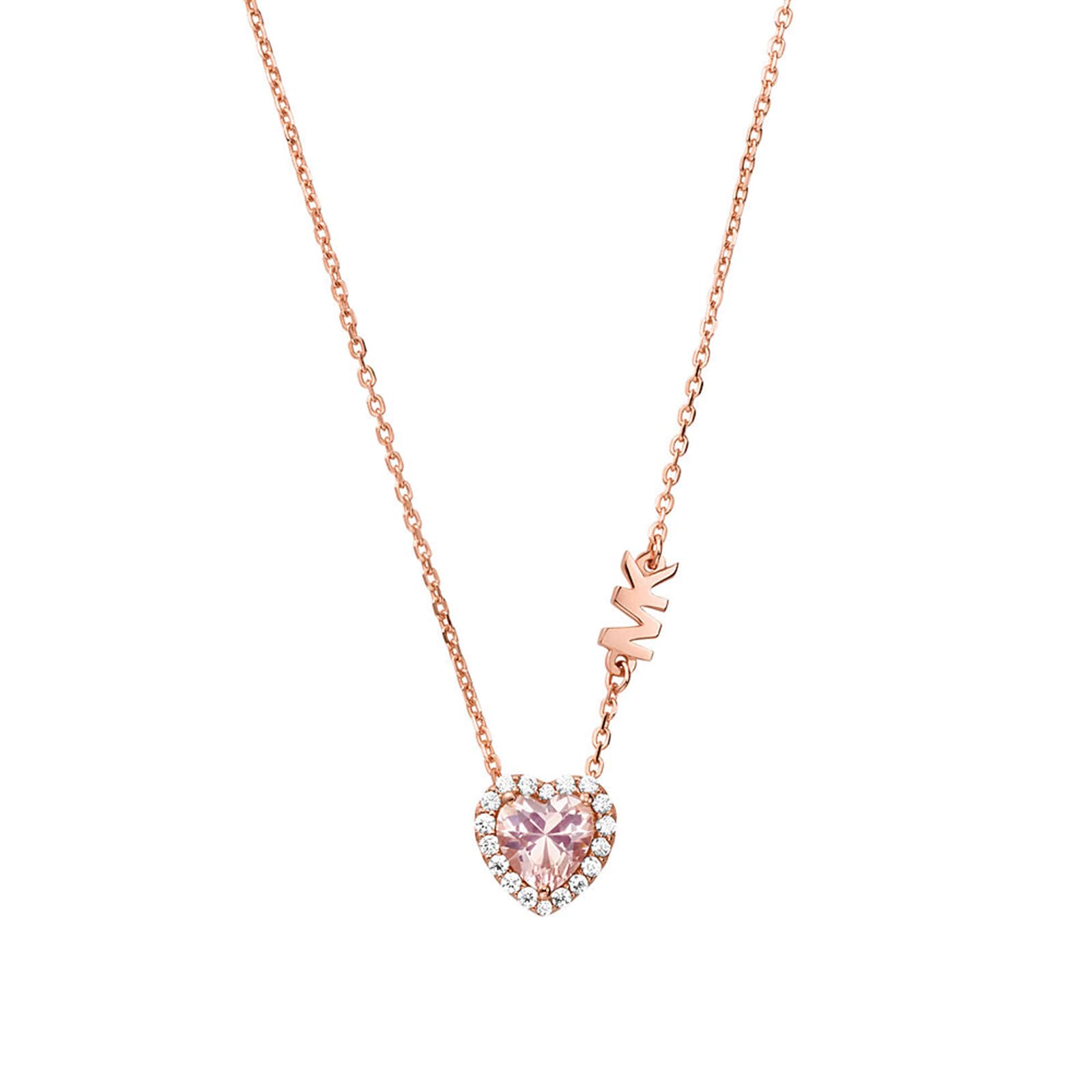 14ct Rose Gold Coloured Kors Brilliance Cubic Zirconia Heart Necklace