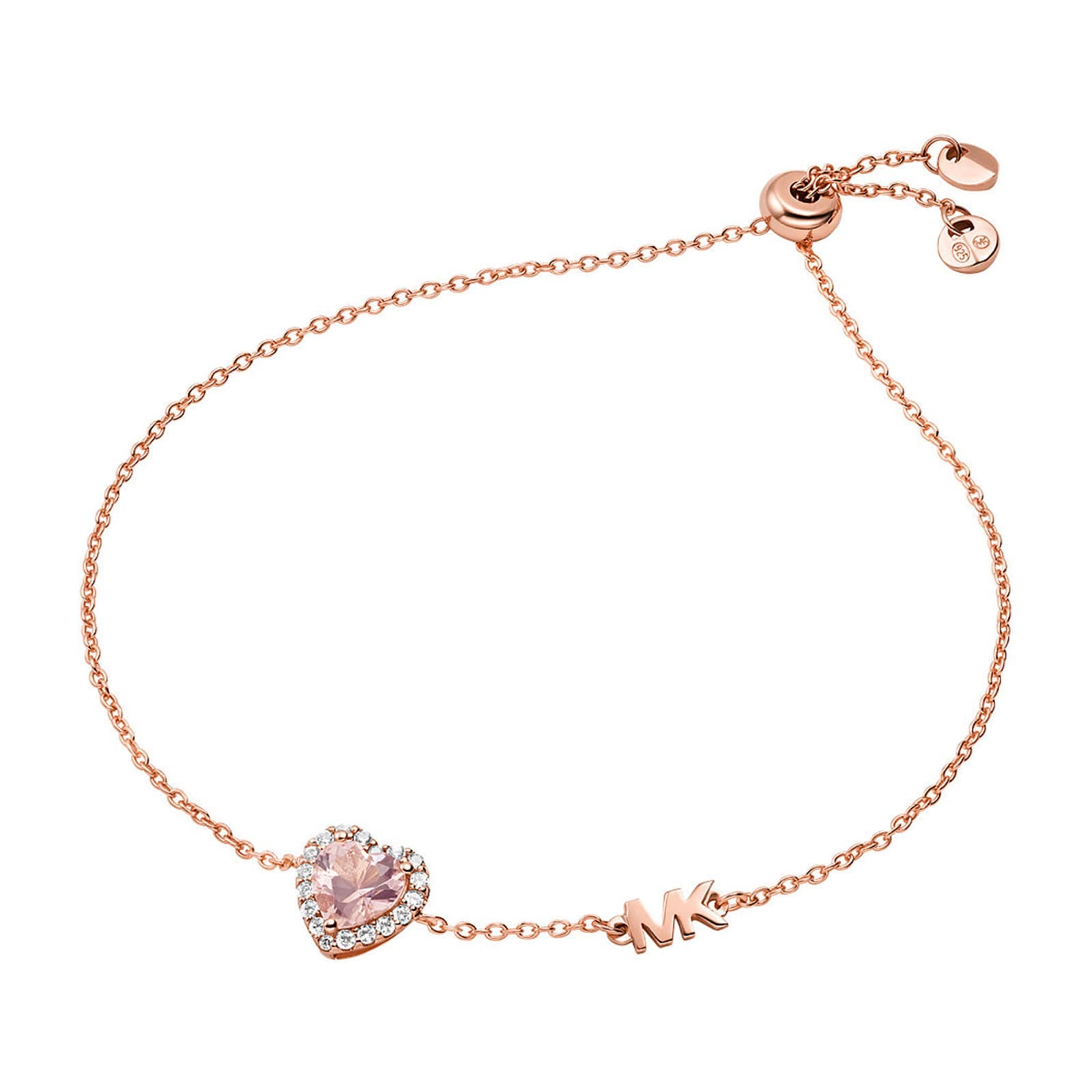 14ct Rose Gold Coloured Kors Brilliance Cubic Zirconia Heart Bracelet
