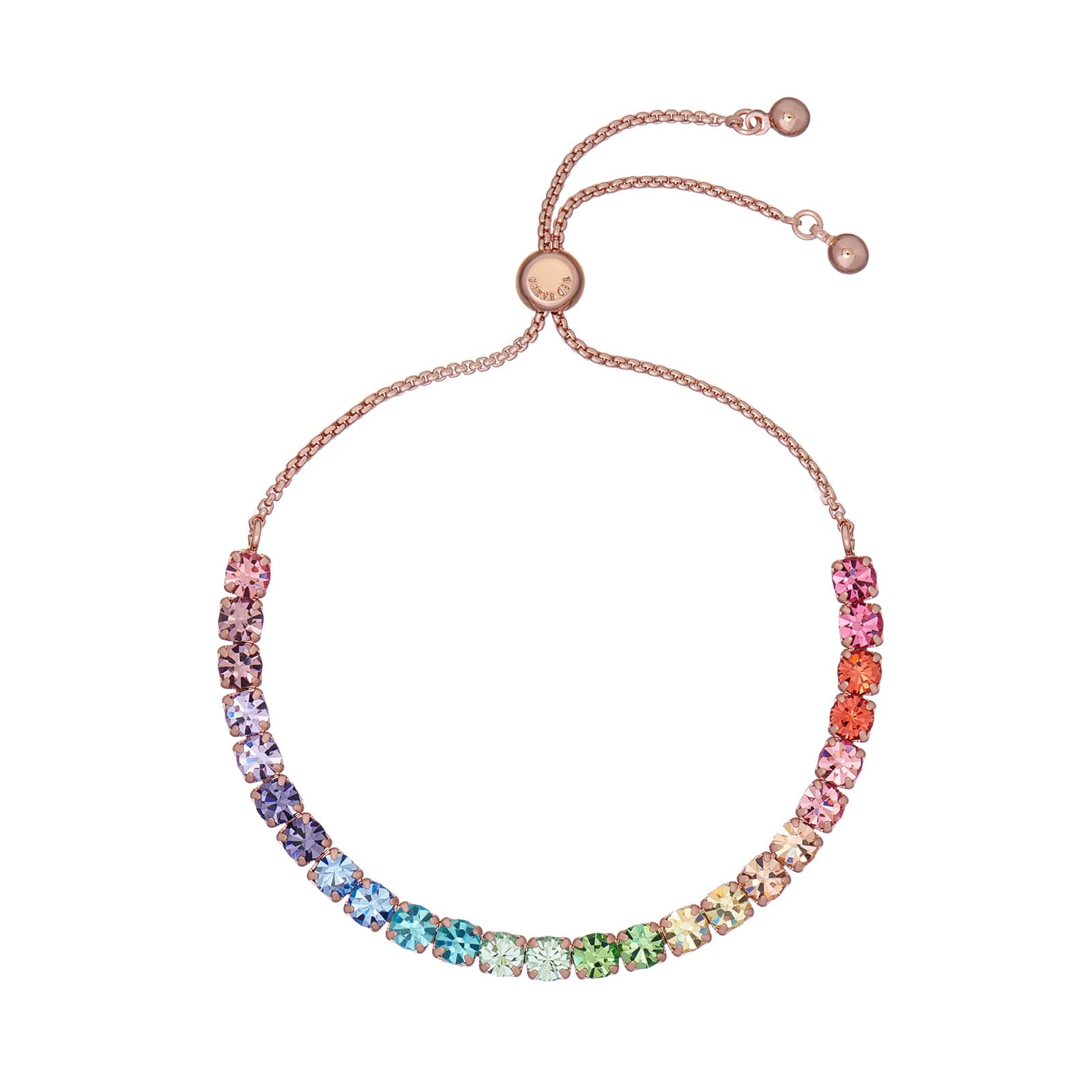 Rose Gold Coloured Melrah Icon Cubic Zircona Slider Bracelet