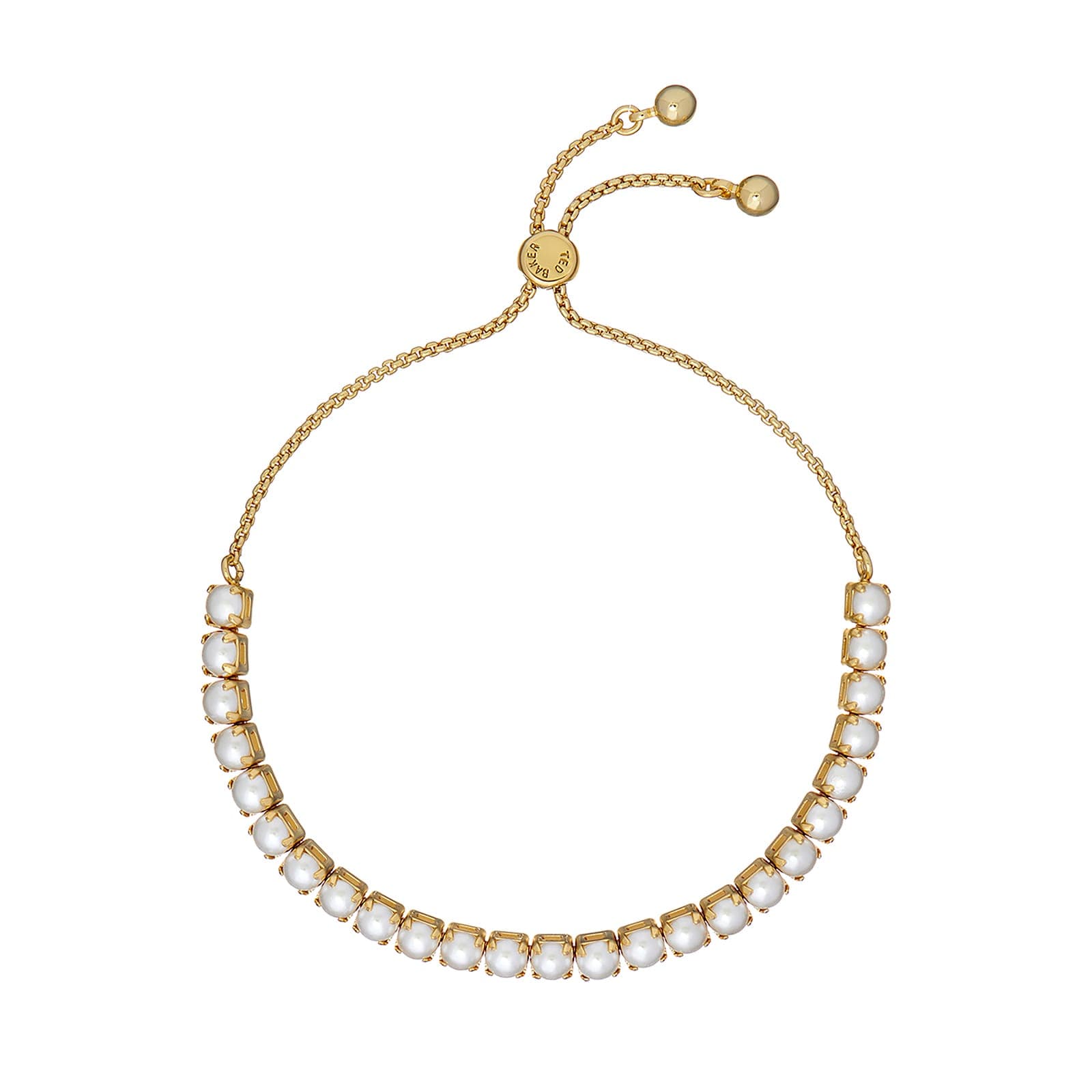 Perrmel Yellow Gold Coloured Icon Pearl Bracelet