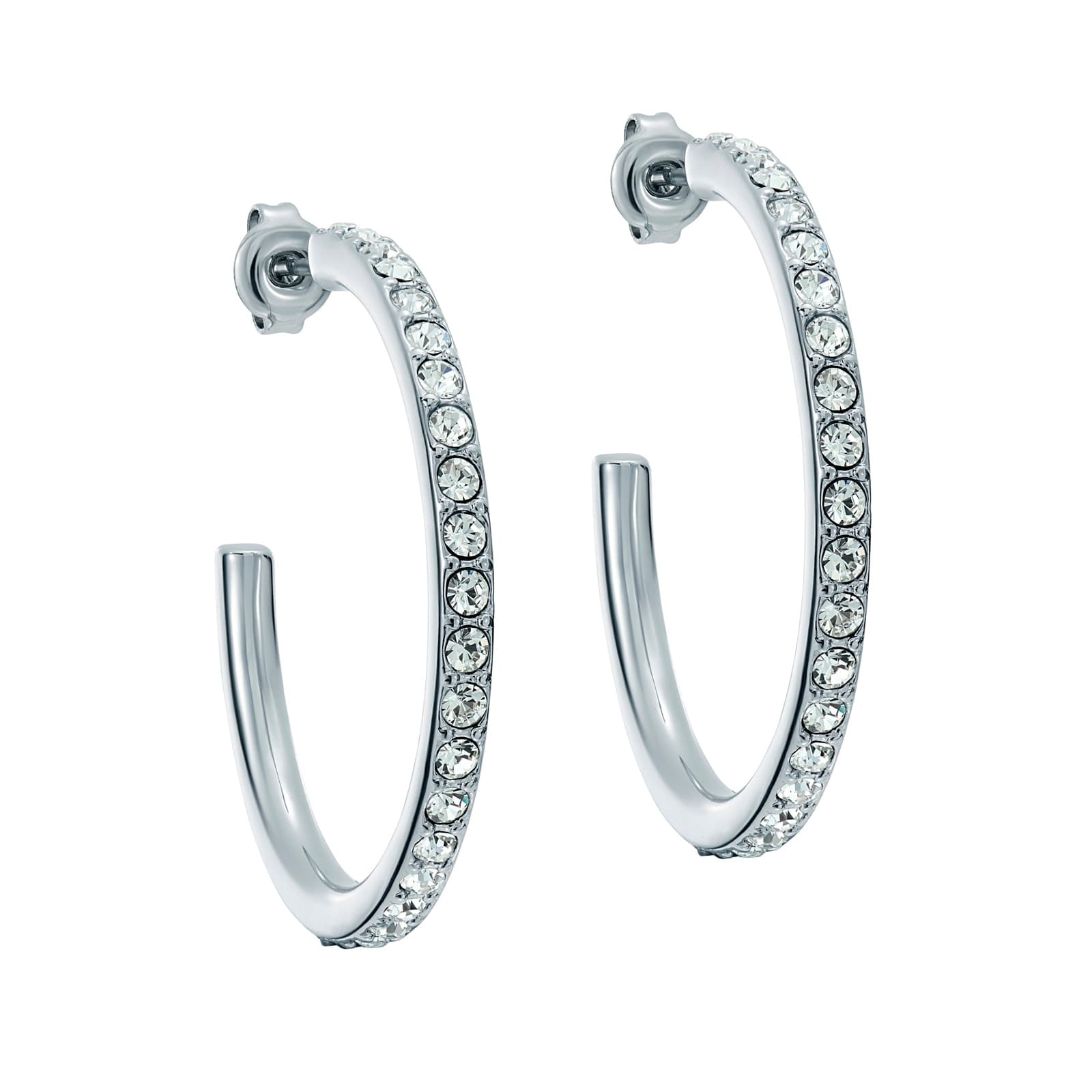 White Gold Coloured Clanci Cubic Zirconia Medium Hoop Earrings