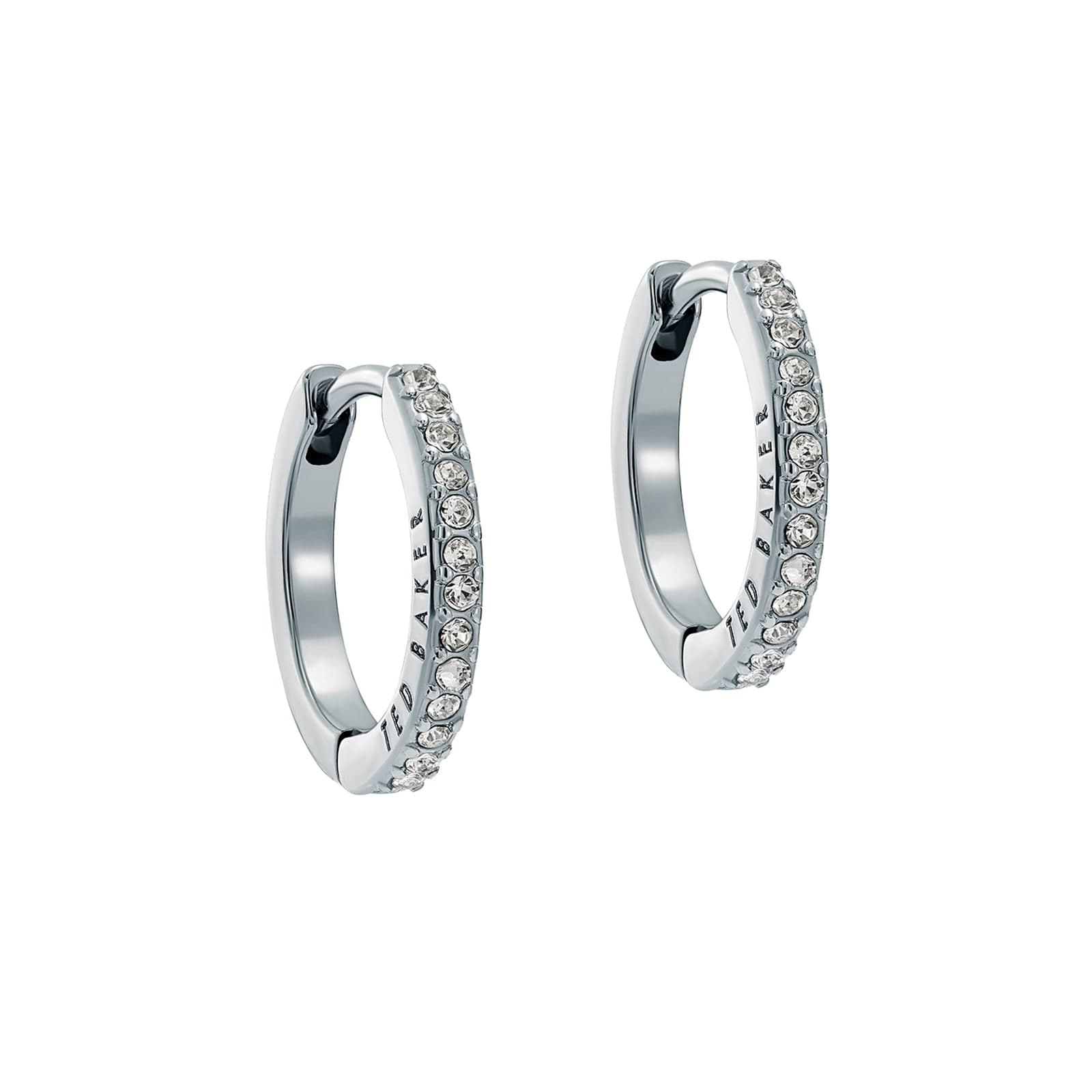 White Gold Coloured Heplie Cubic Zirconia Huggie Hoop Earrings