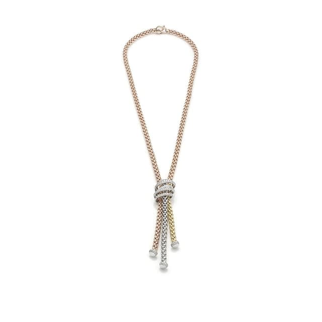 18ct Three Colour Solo Mialuce 0.43ct Diamond Tassel Necklace