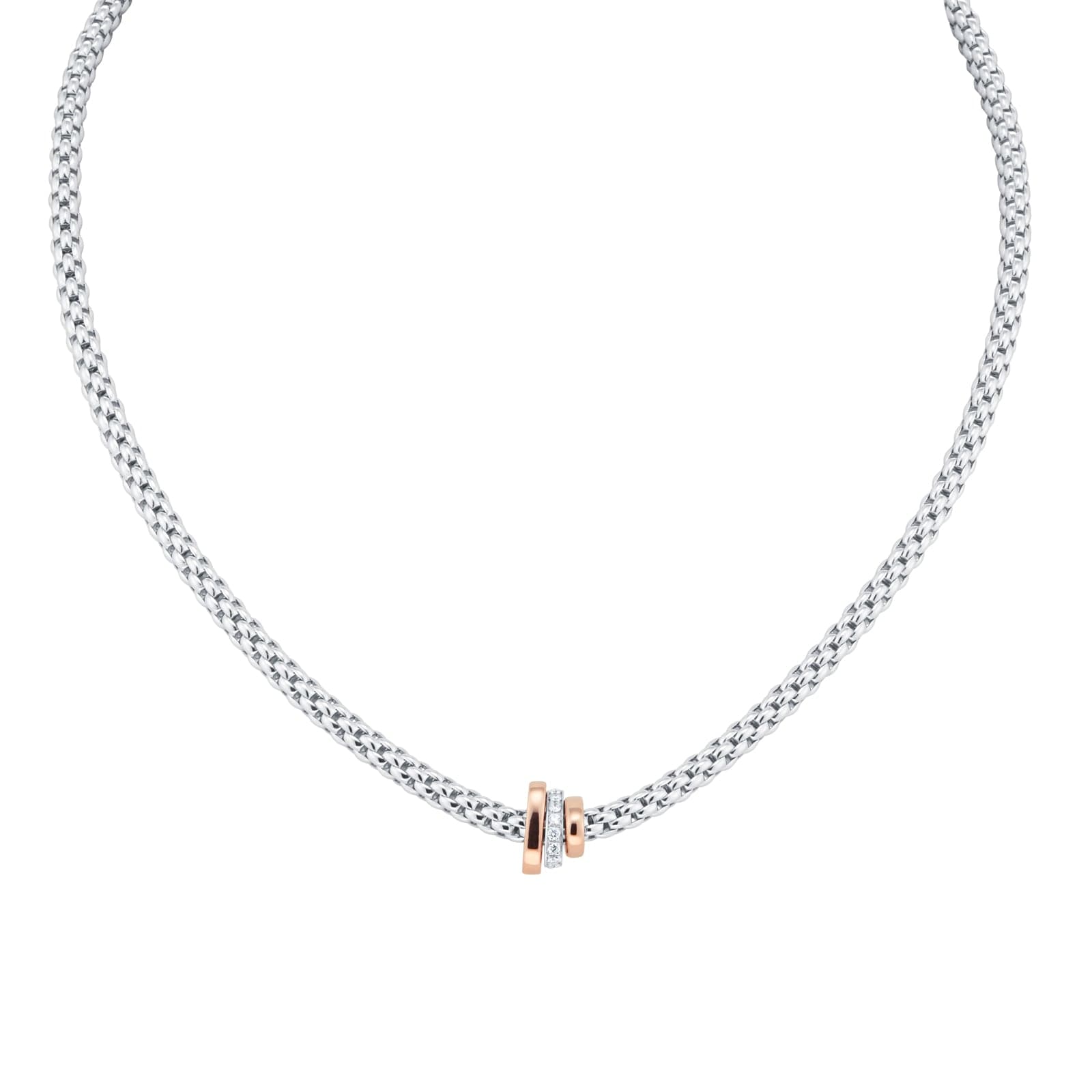 18ct White Gold Flex'it Prima Pave 0.10cttw Diamond Necklace