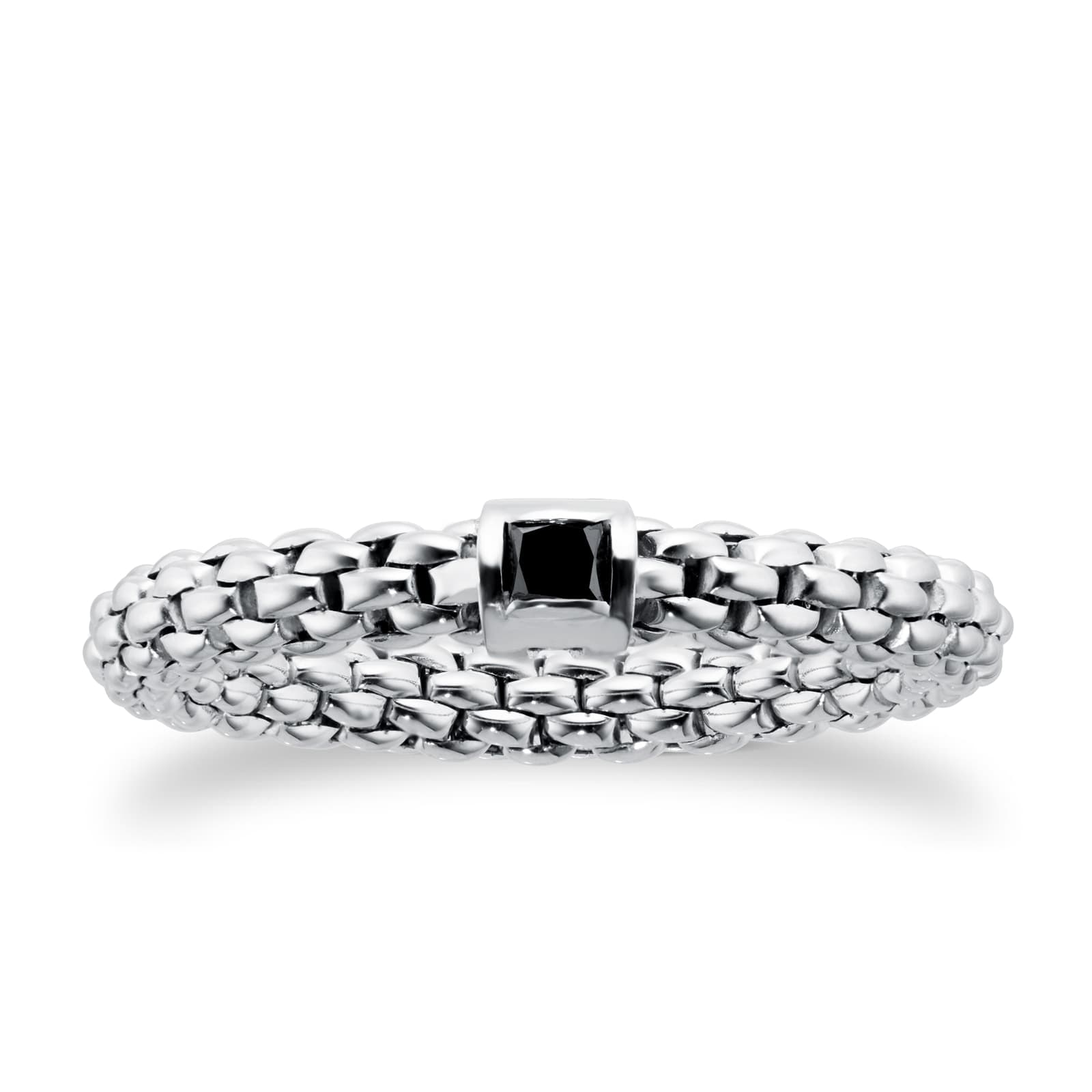 Souls 18ct White Gold 0.14ct Black Diamond Ring - Large