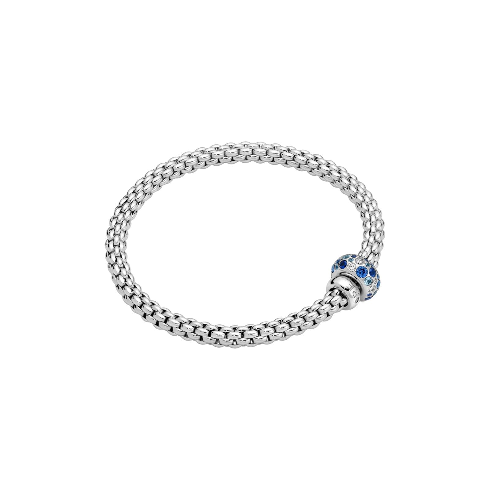 18ct White Gold Solo Flex'it Blue Sapphire & 0.28ct Diamond Bracelet