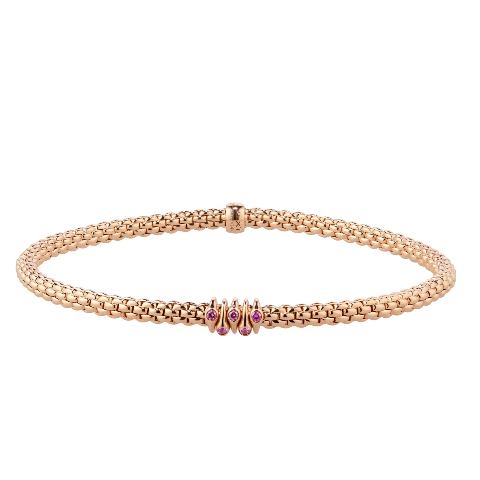 Exclusive Fope Prima X Mappin & Webb 18ct Rose Gold Pink Sapphire Bracelet