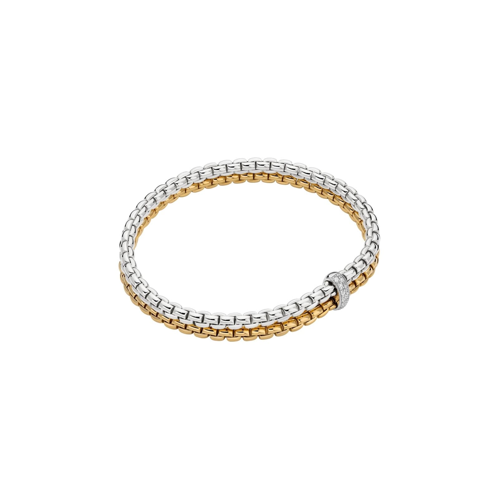 18ct Yellow & White Gold Essentials Diamond 2 Row Bracelet