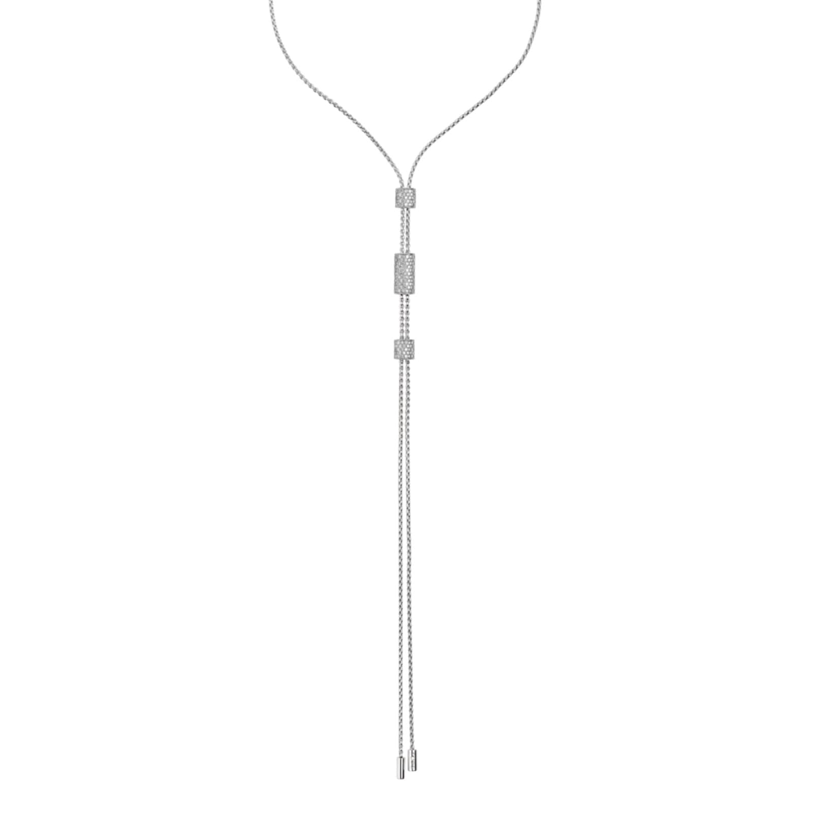 18ct White Gold Aria Pavé Diamond Lariat Necklace