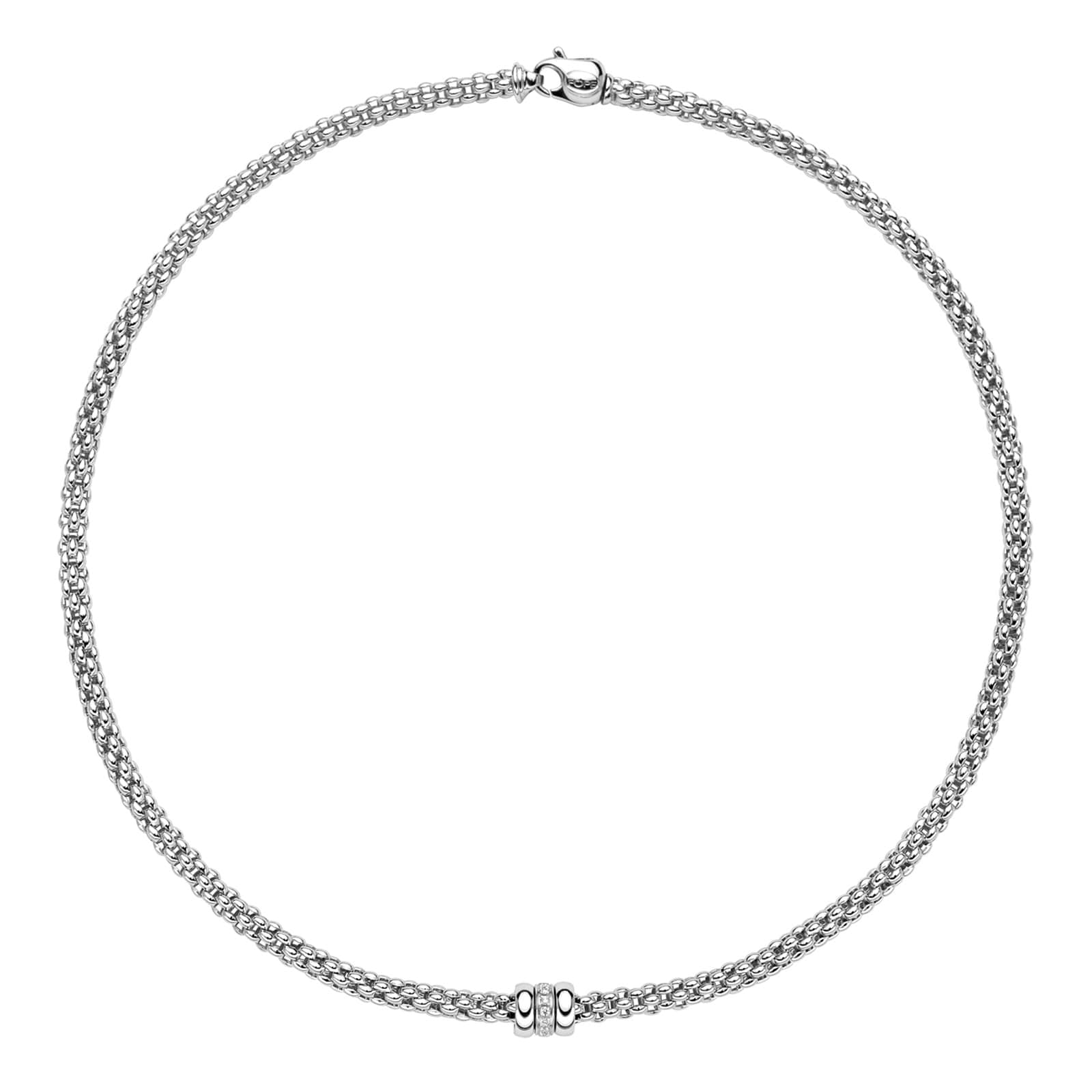 18ct White Gold Solo Diamond Necklace