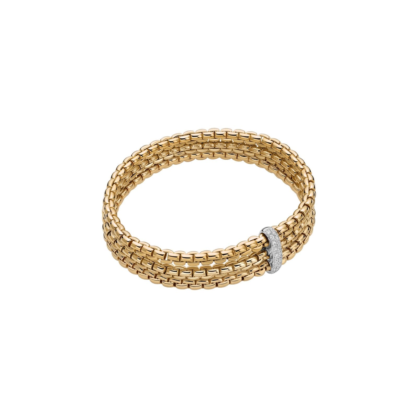18ct Yellow Gold Eka Flex'it Triple Mesh 0.14ct Diamond Bracelet
