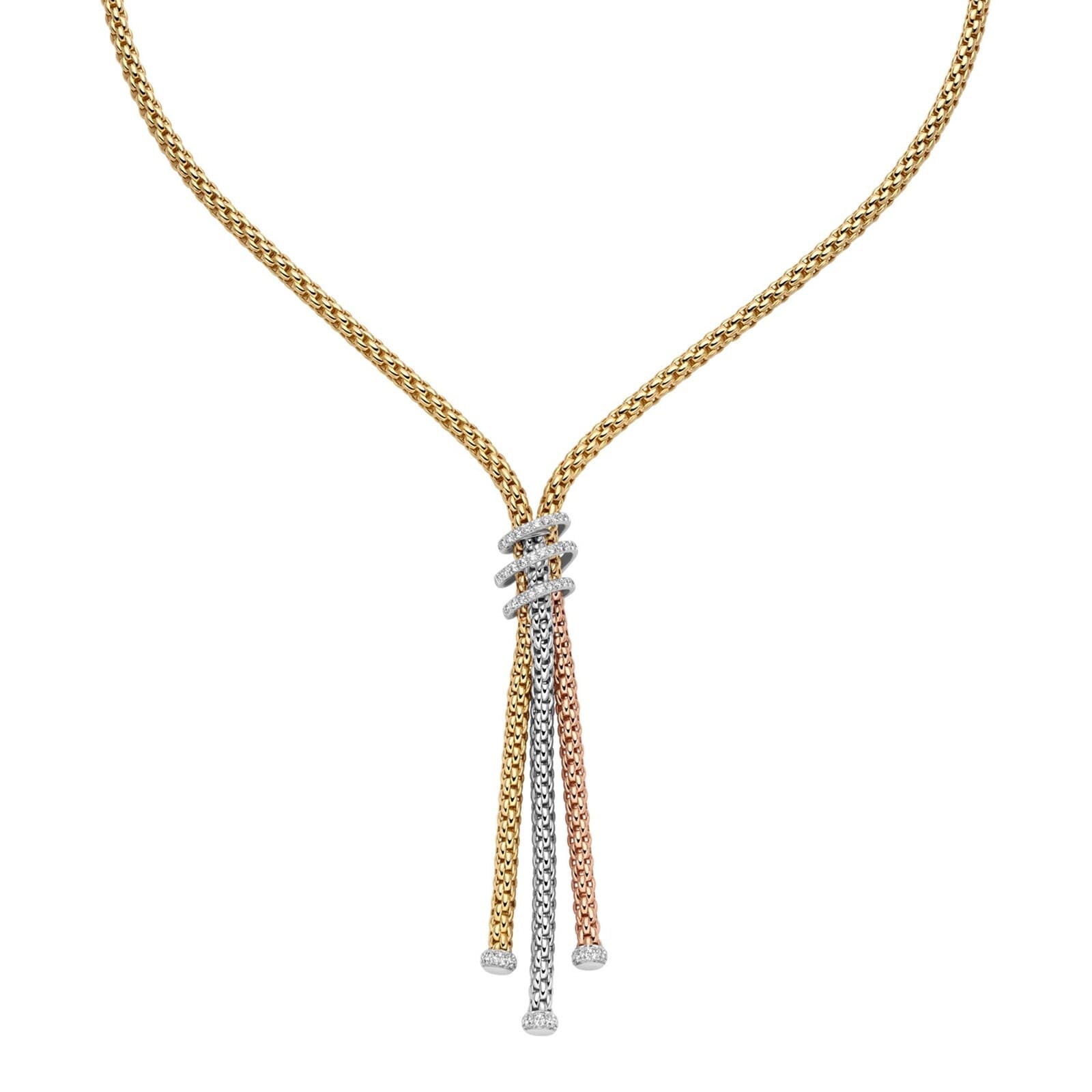 18ct Tri Colour Gold Prima 0.49ct Diamond Lariat Necklace