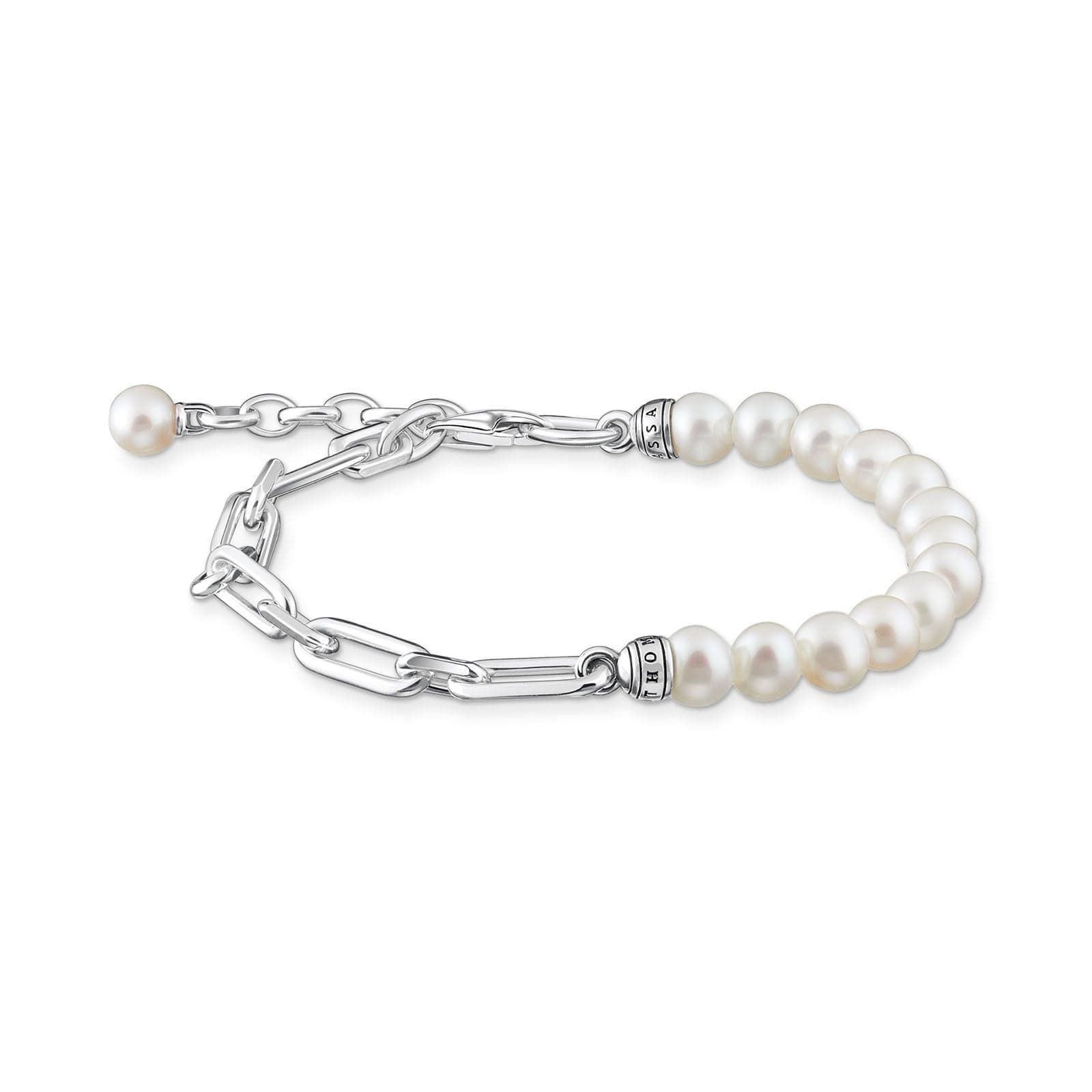 Sterling Silver Links and Pearl Bracelet