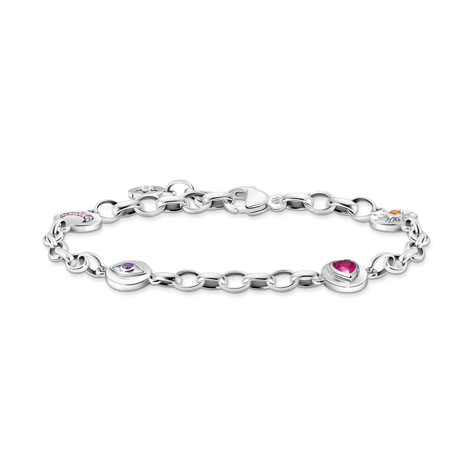 Sterling Silver Multi Stone Link Bracelet