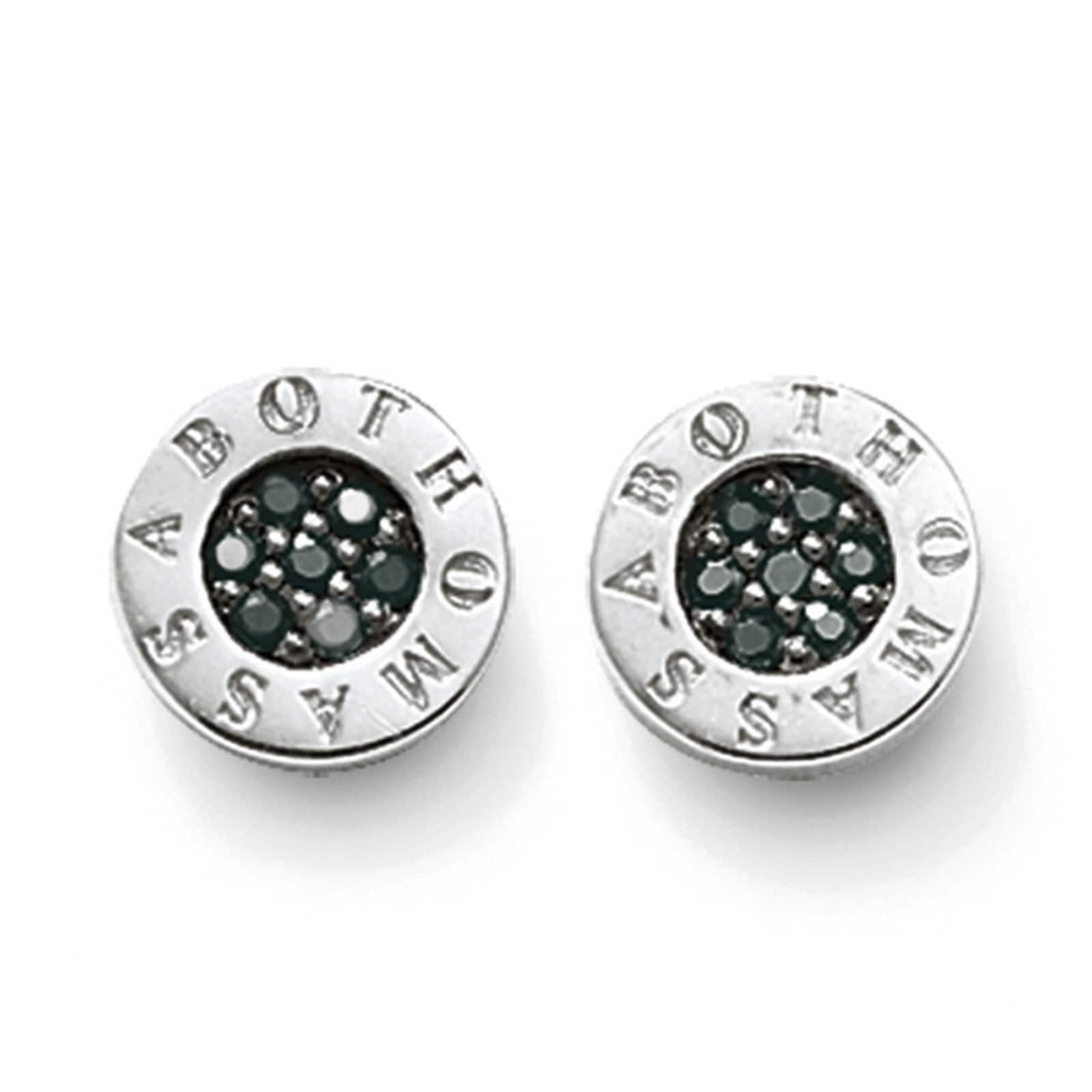 Sterling Silver Black Pave Stud Earrings