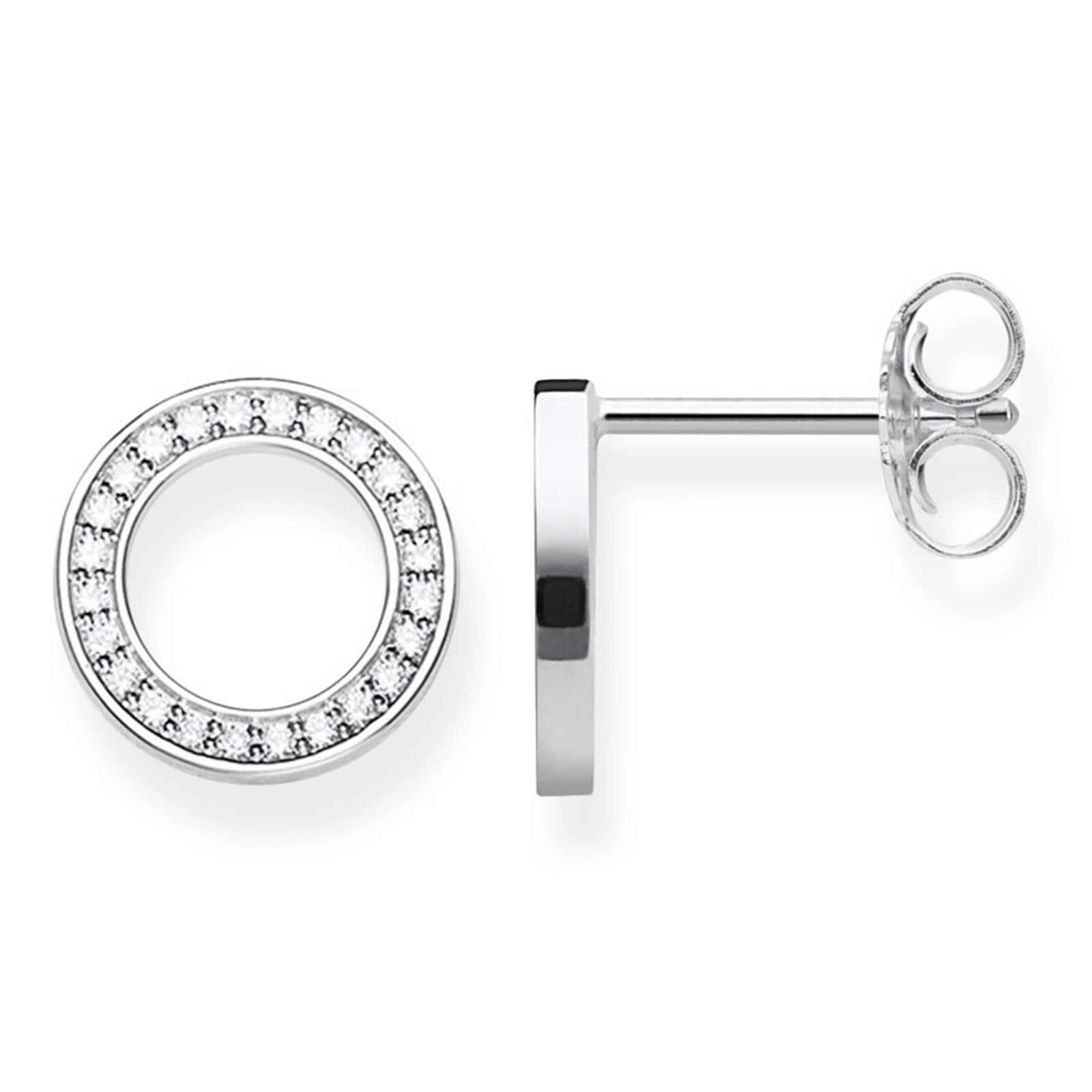 Sterling Silver Cubic Zirconia Circle Stud Earrings