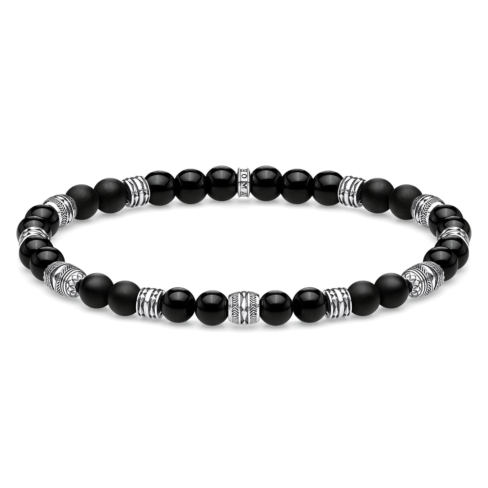 Mens Dark Obsidian Bead 19cm Bracelet
